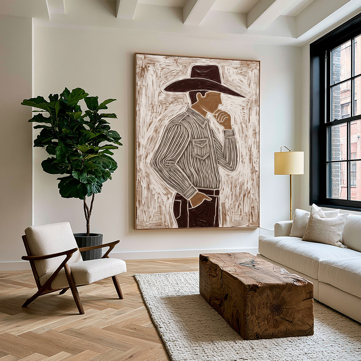 Modern Cowboy Painting Textured Western Art