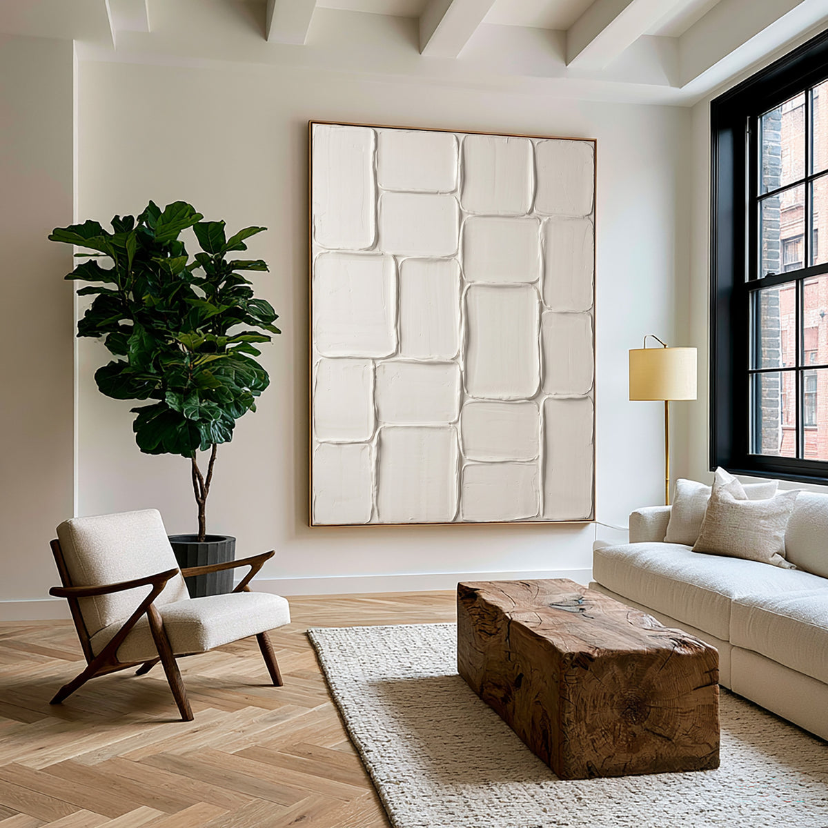 Rhythm Of Quietly Placed Forms Large White Textured Abstract Wall Art Modular Sculptural Relief