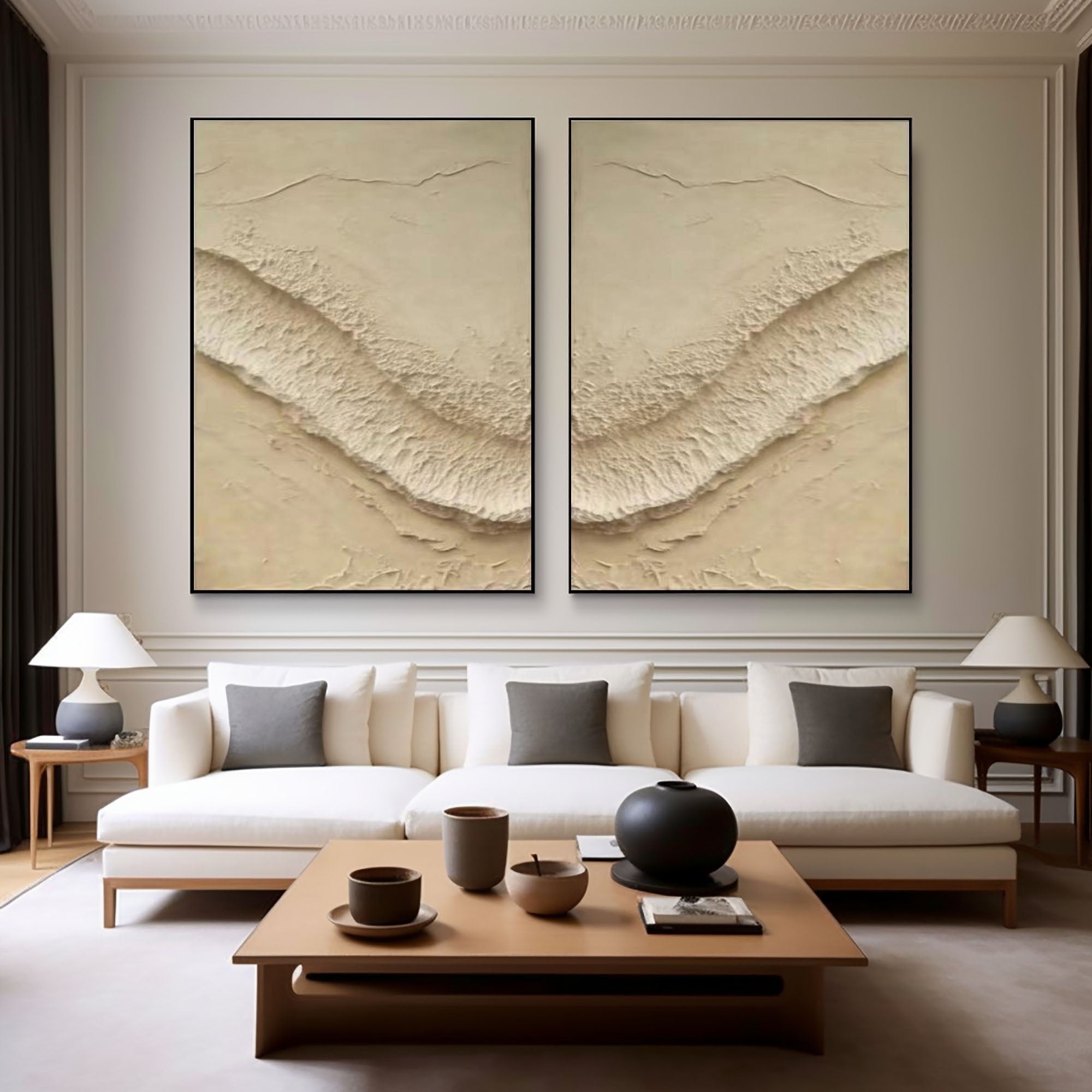 Abstract Beige Texture Wall Art Set #BBS 018