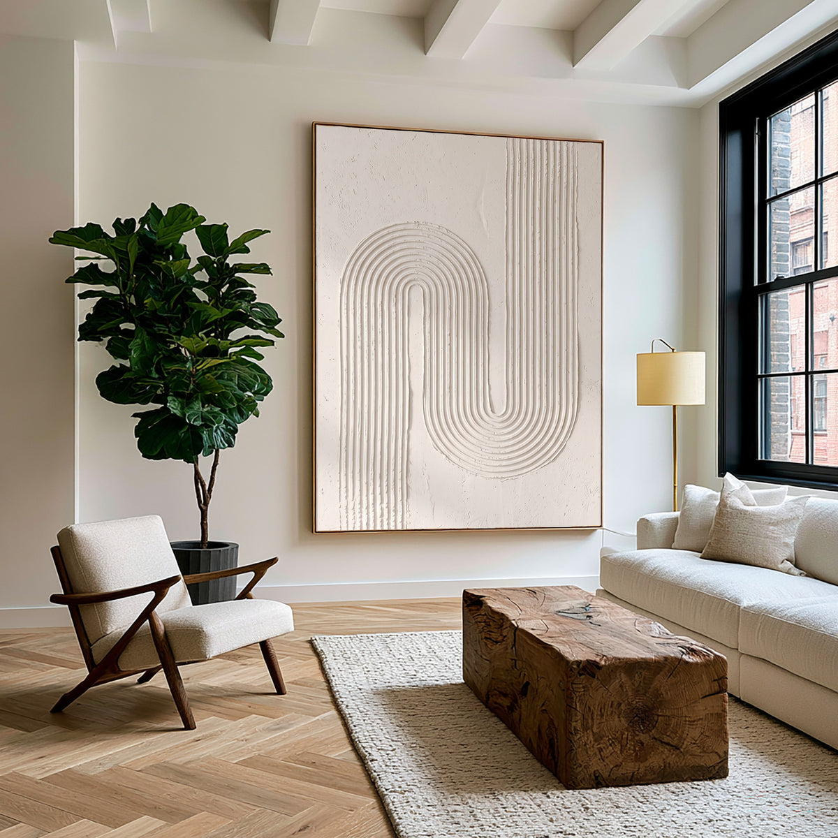 Flowing Lines Of Quiet Harmony Large White Textured Wall Art Sculptural Relief Minimalist Abstract Artwork