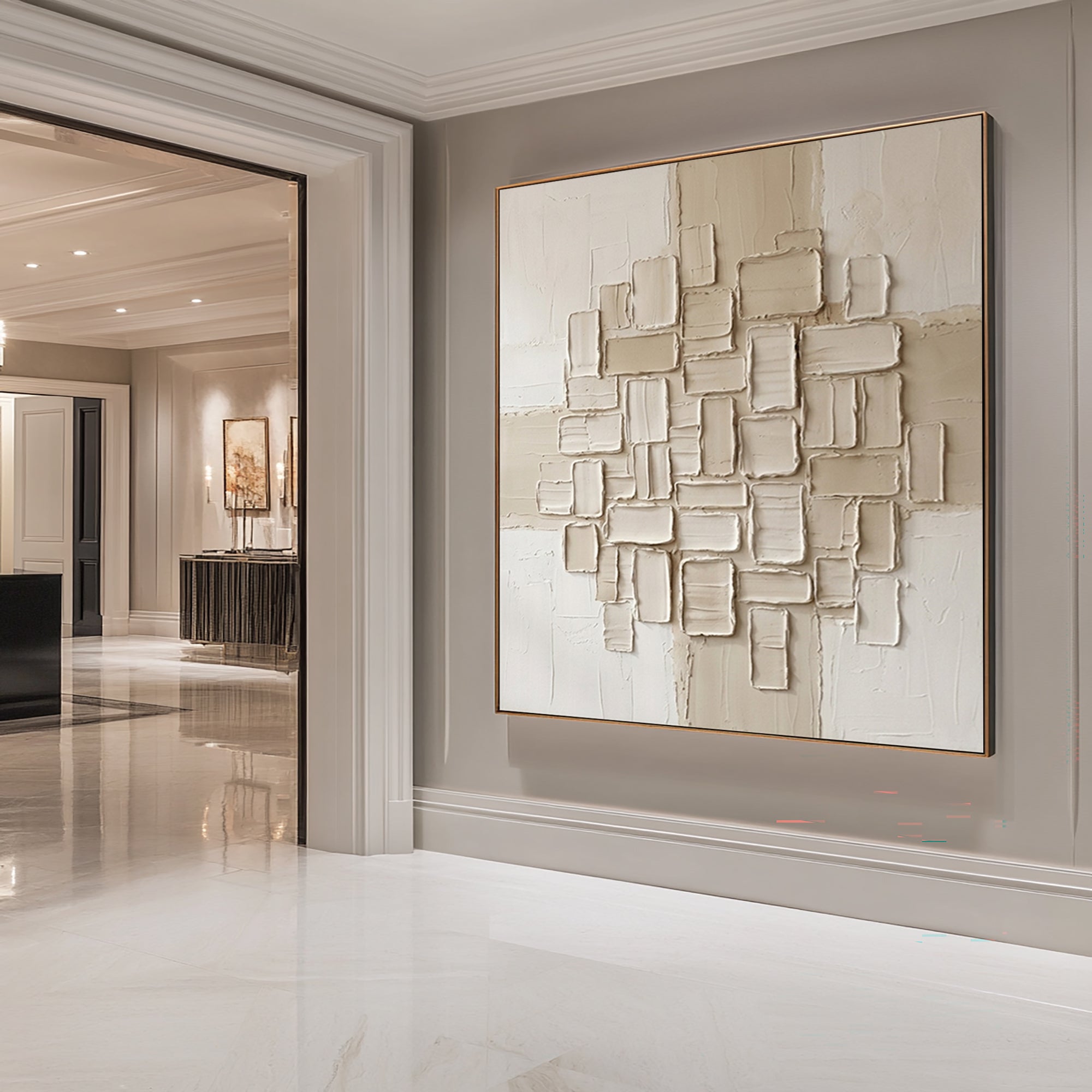 Large Neutral Textured Wall Art Modern Desert Inspired Canvas