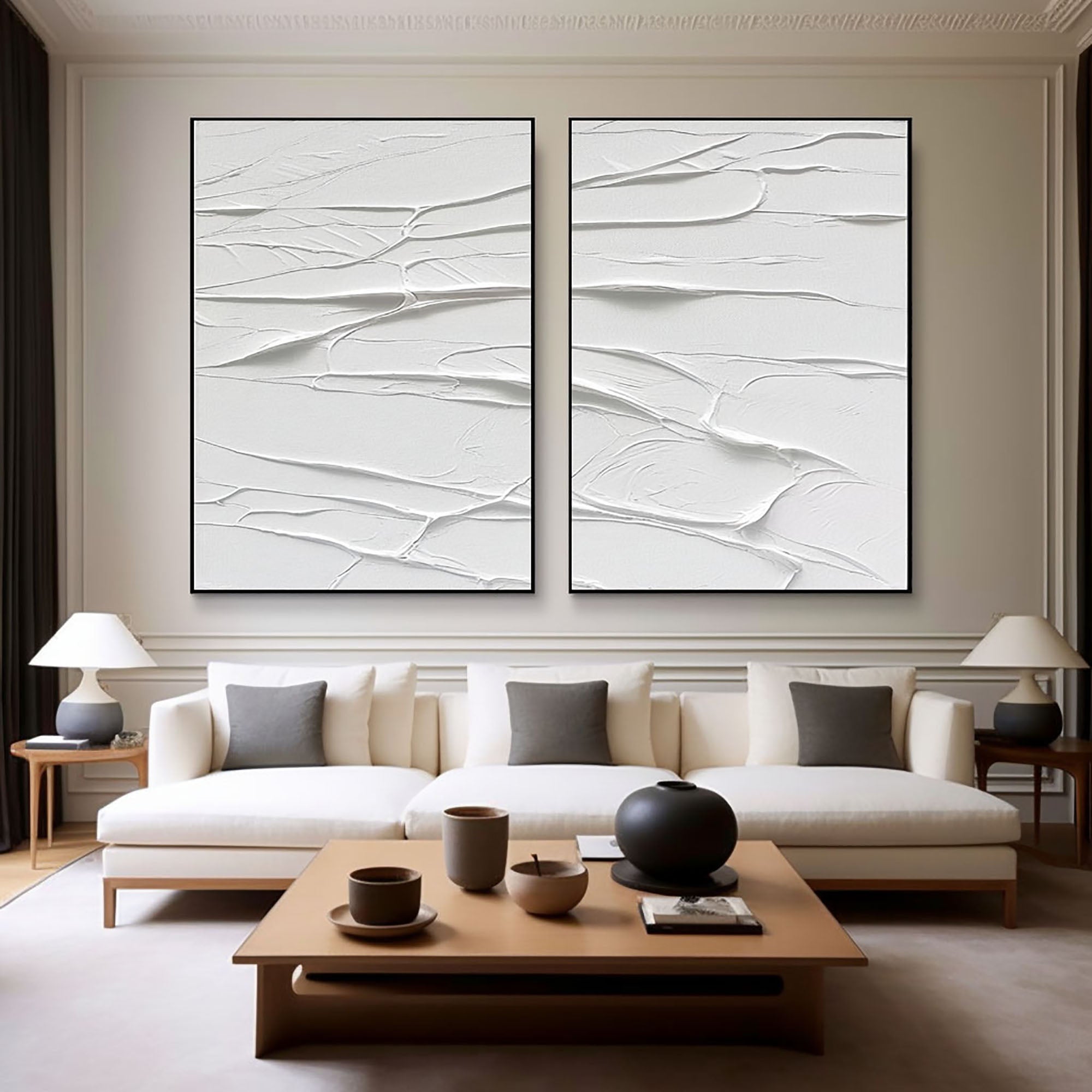 White Minimalist Painting Set Of 2 #WMS 026