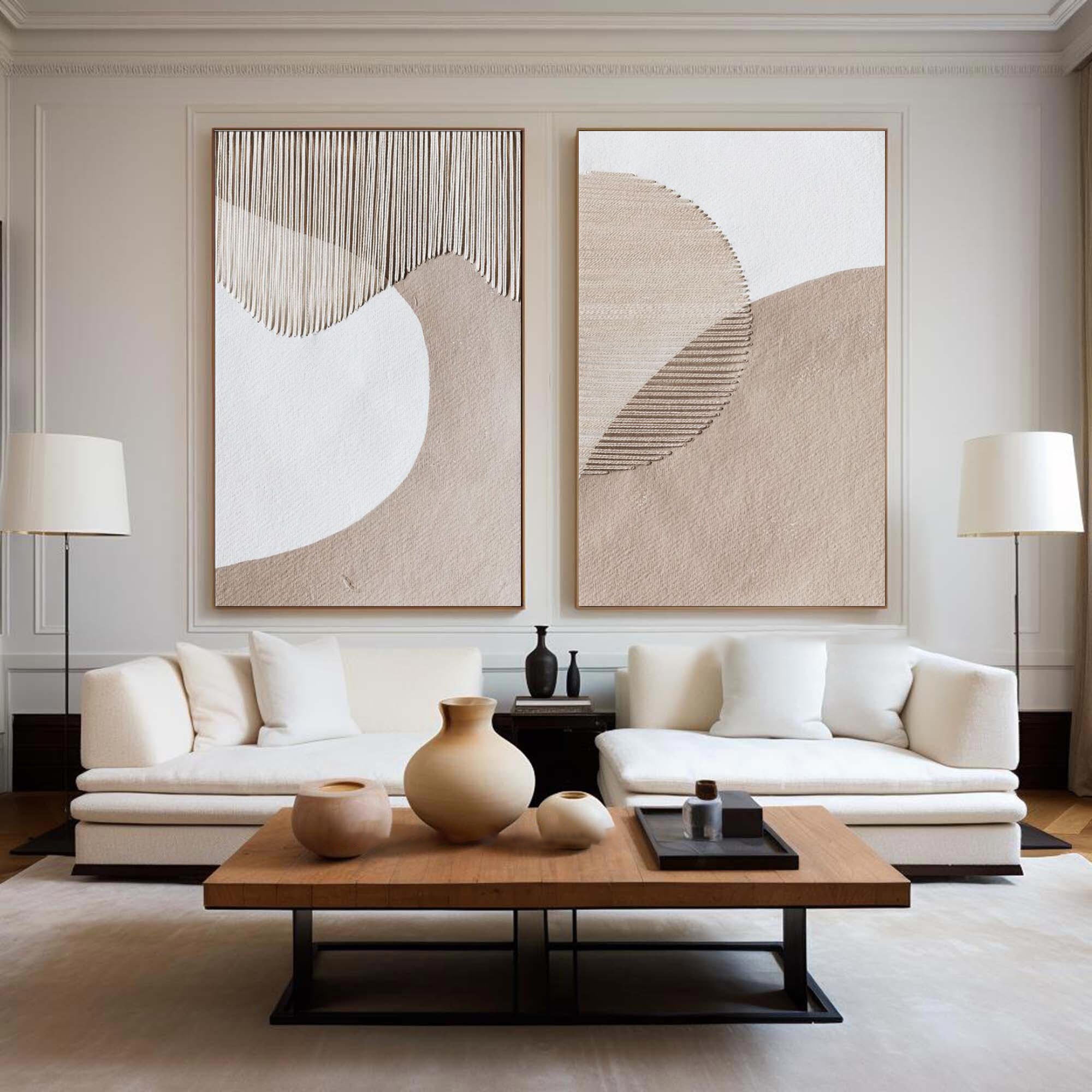 Beige & Brown Minimalist Painting Set Of 2 #BBS 012