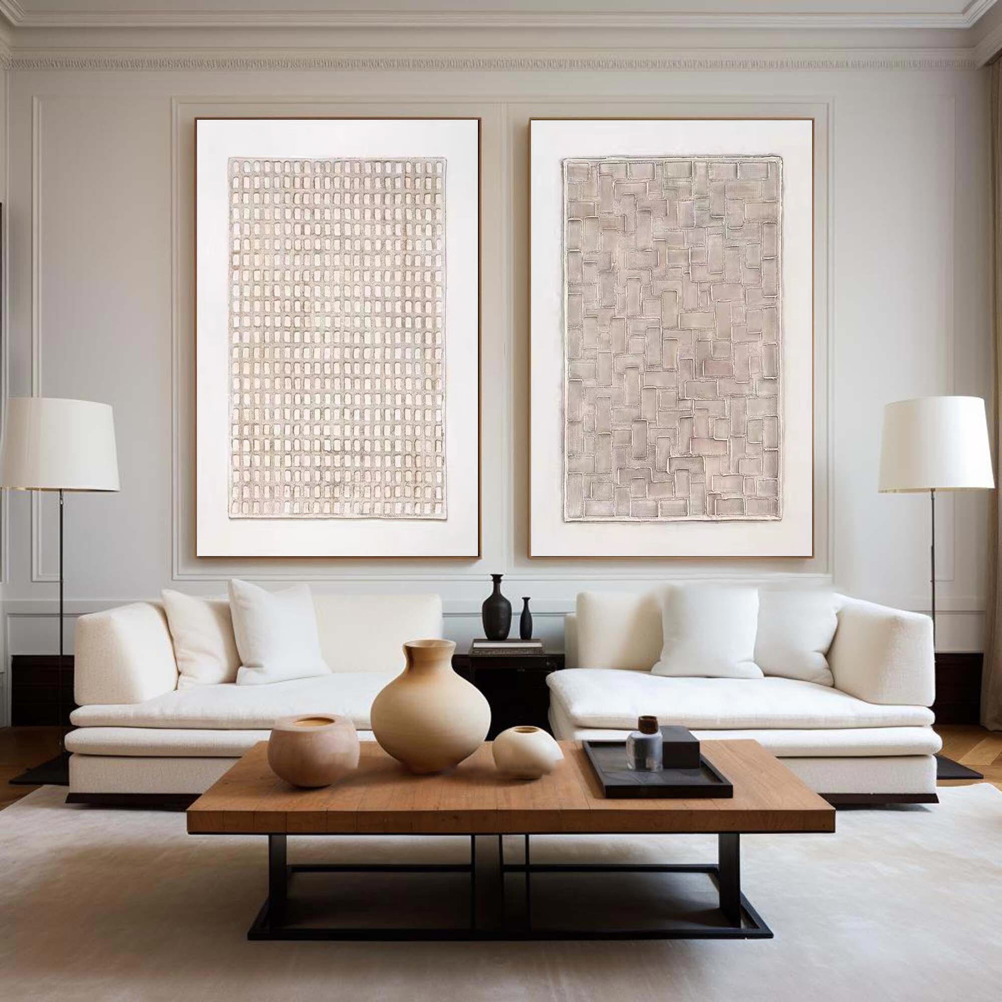 Beige & Brown Minimalist Painting Set Of 2 #BBS 010