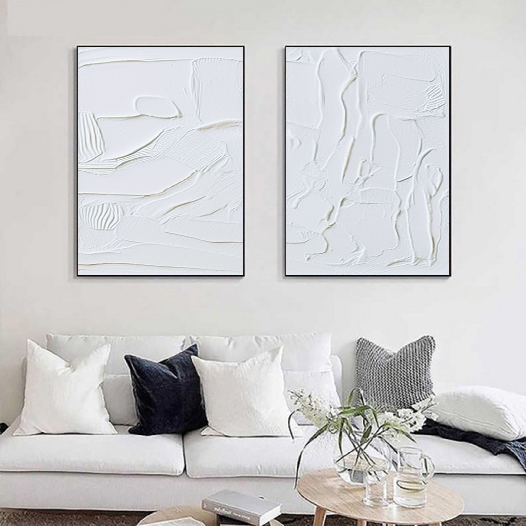 White Minimalist Painting Set Of 2 #WMS 029