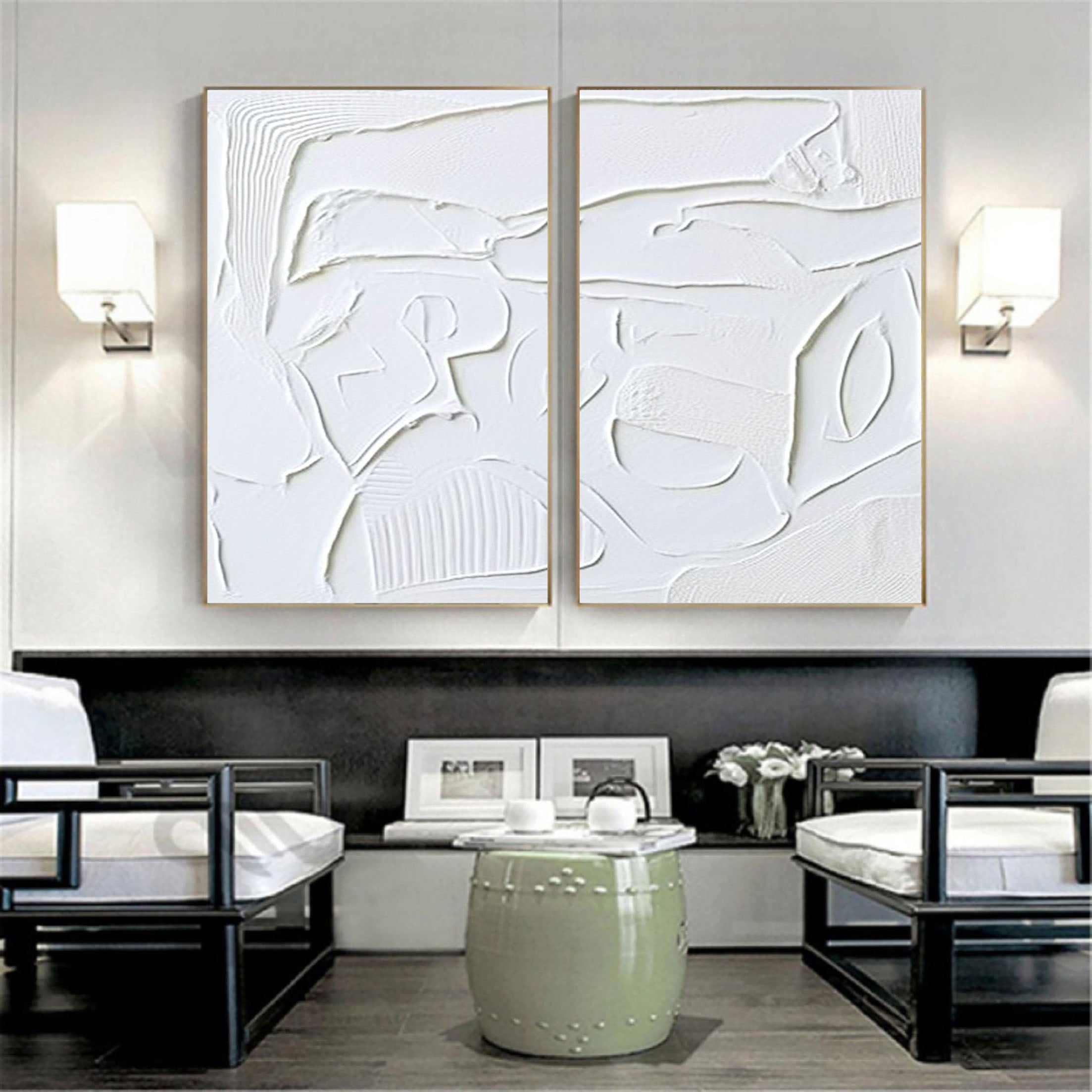 White Minimalist Painting Set Of 2 #WMS 031