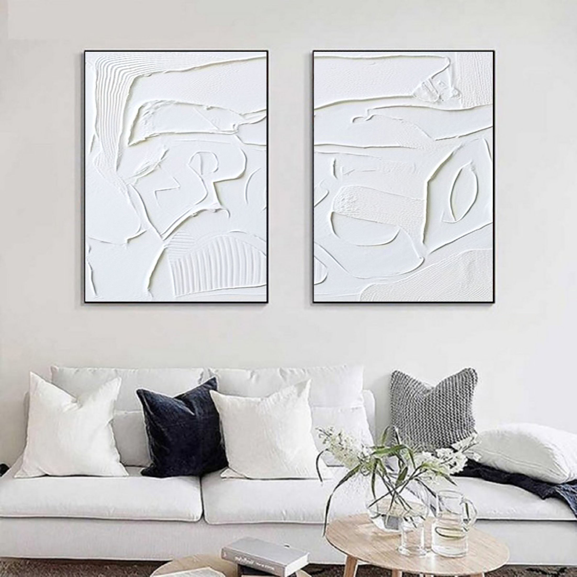 White Minimalist Painting Set Of 2 #WMS 031