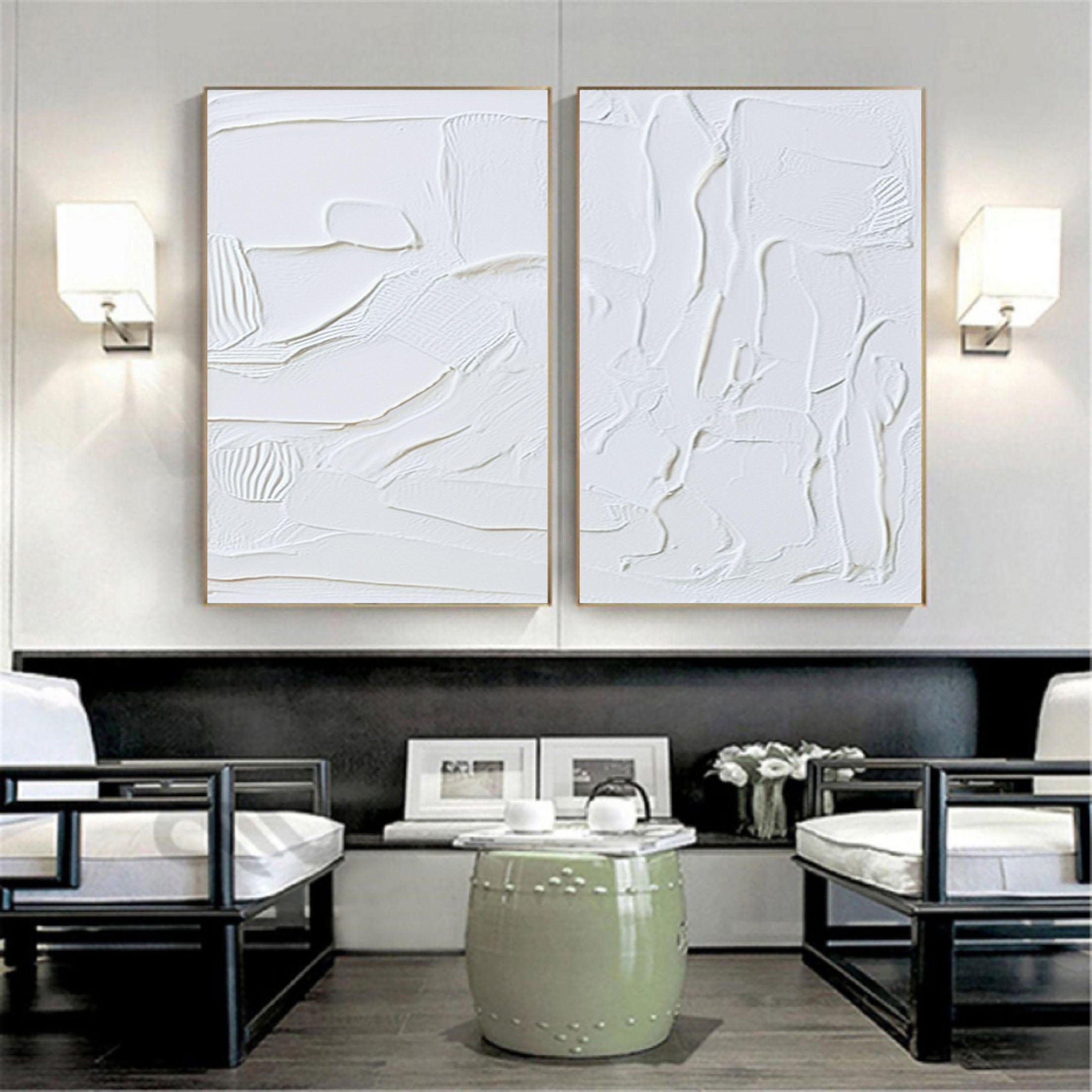 White Minimalist Painting Set Of 2 #WMS 029