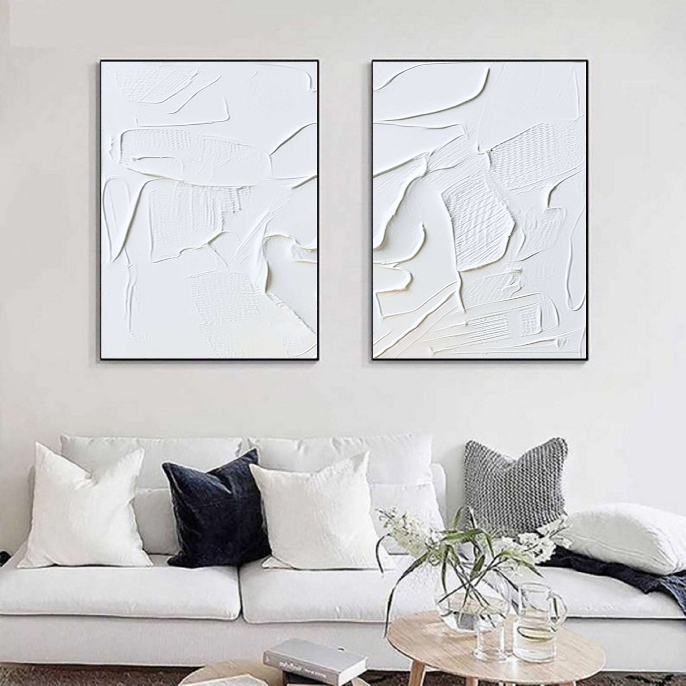 White Minimalist Painting Set Of 2 #WMS 030