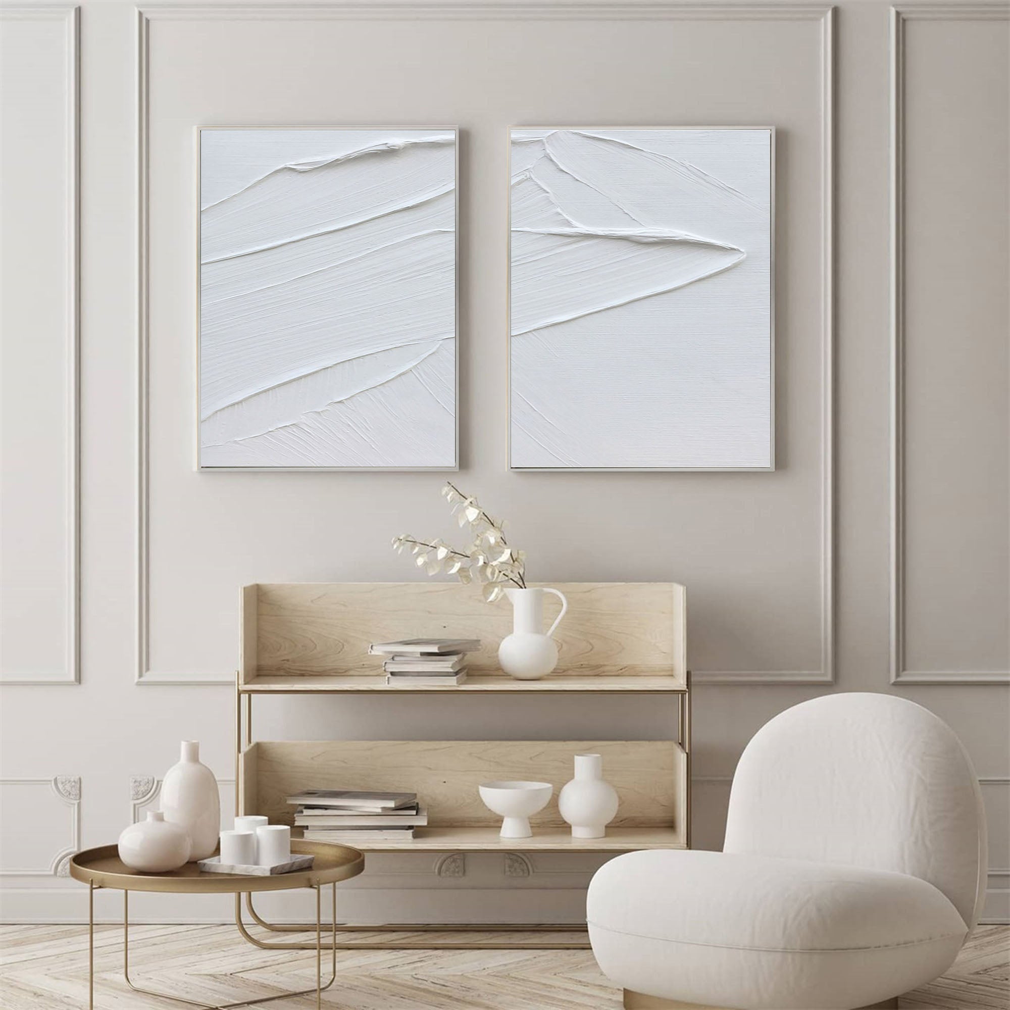 White Minimalist Painting Set Of 2 #WMS 008