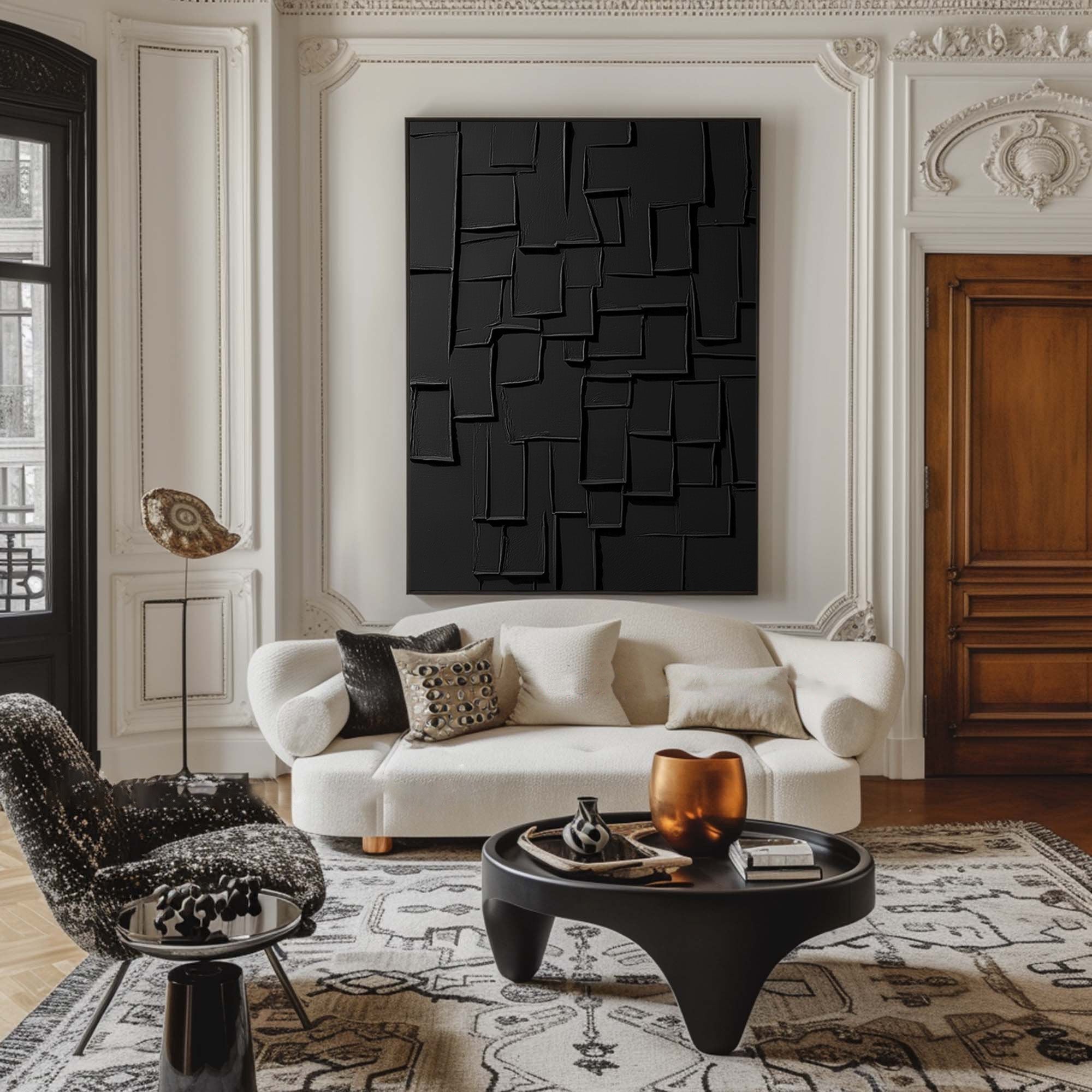 Black Canvas Art - Minimal Large Painting for Stylish Spaces #BBA 102