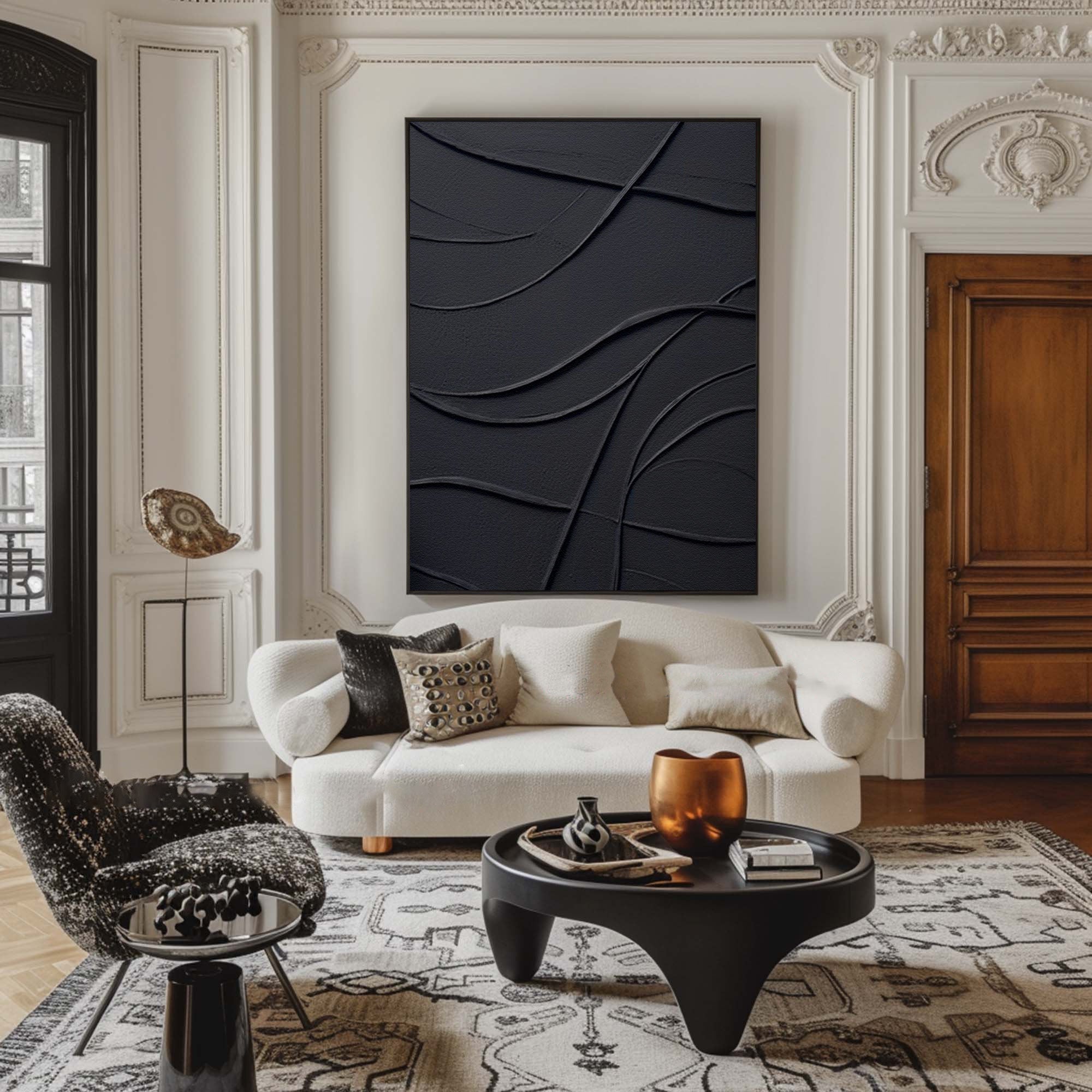 Black Wall Art: Minimalist Large Canvas Art for Stylish Spaces #BBA 106