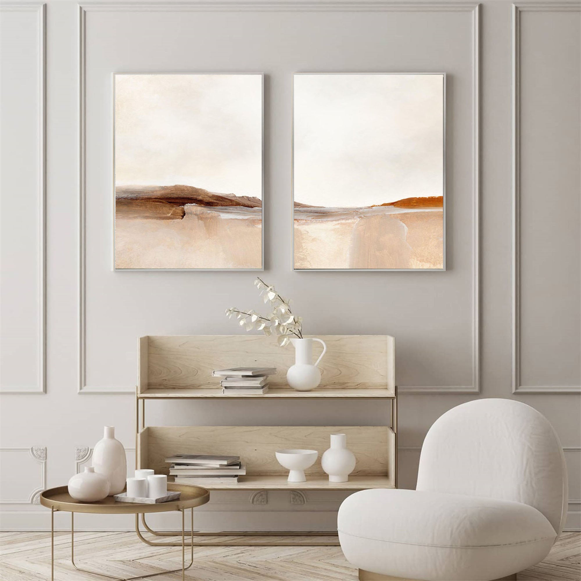 Abstract Diptych Evoking Warm Landscapes Set Of 2 #WMS 018