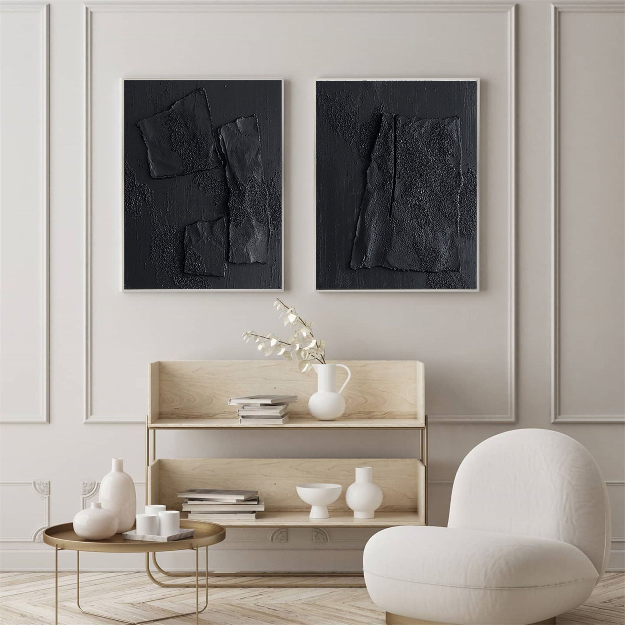 Black Minimalist Painting Set Of 2 #BMS 004