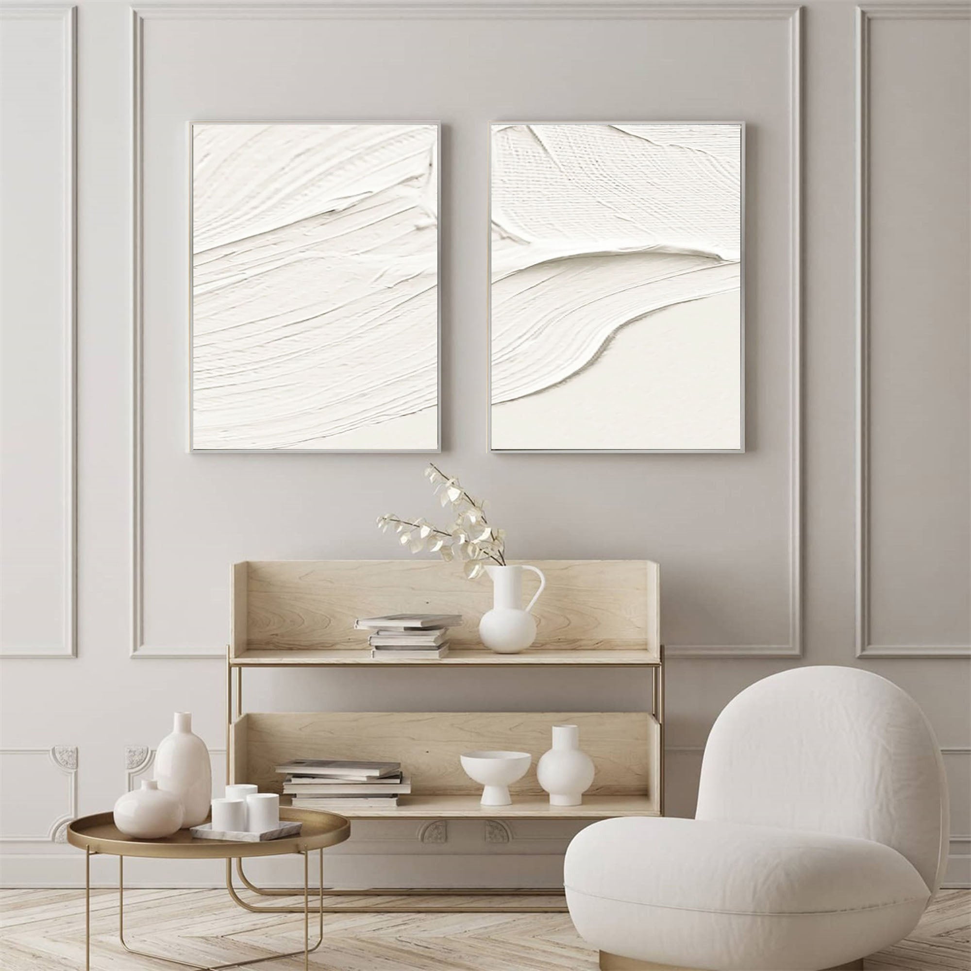 White Minimalist Painting Set Of 2 #WMS 016