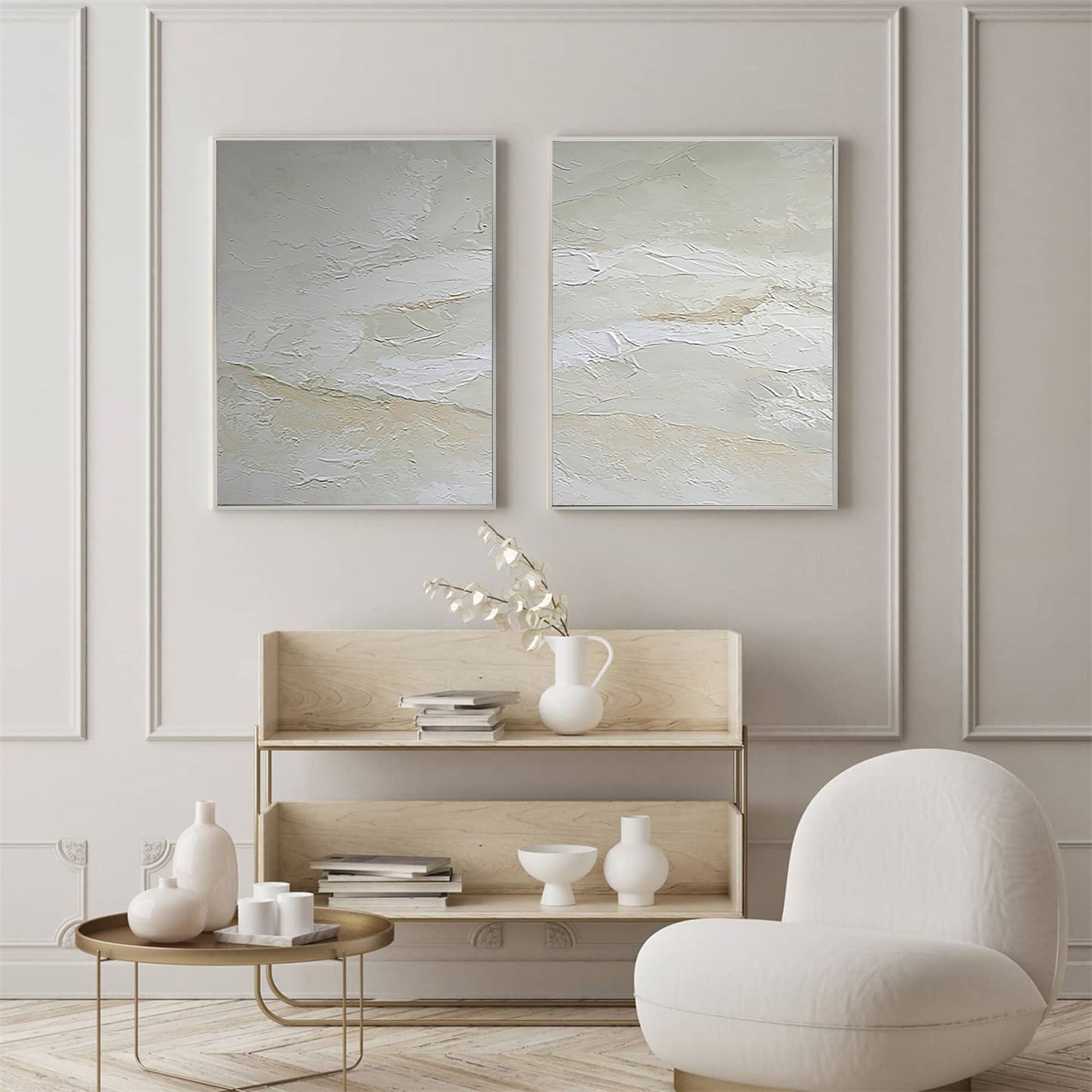 White Minimalist Painting Set Of 2 #WMS 019