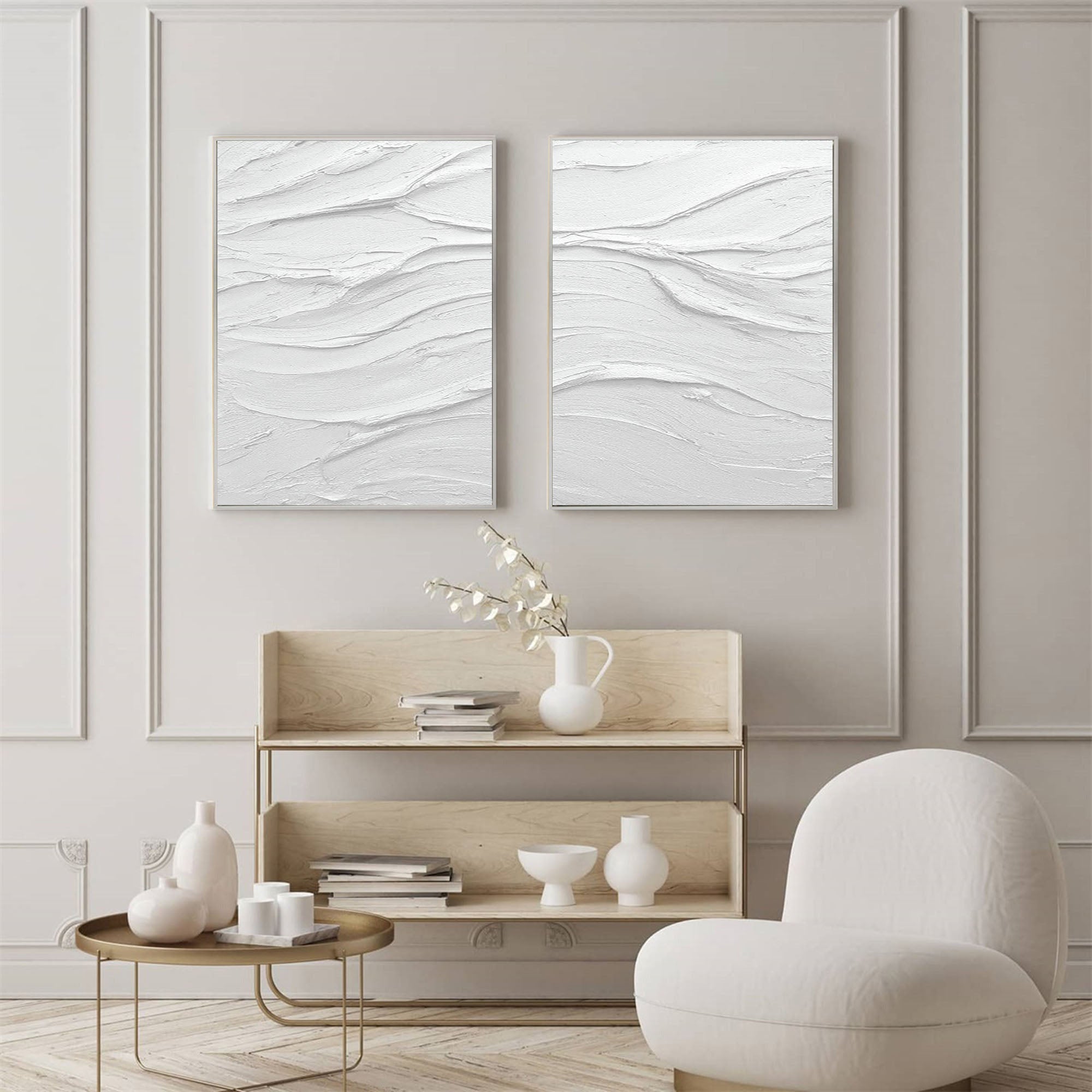 White Minimalist Painting Set Of 2 #WMS 015