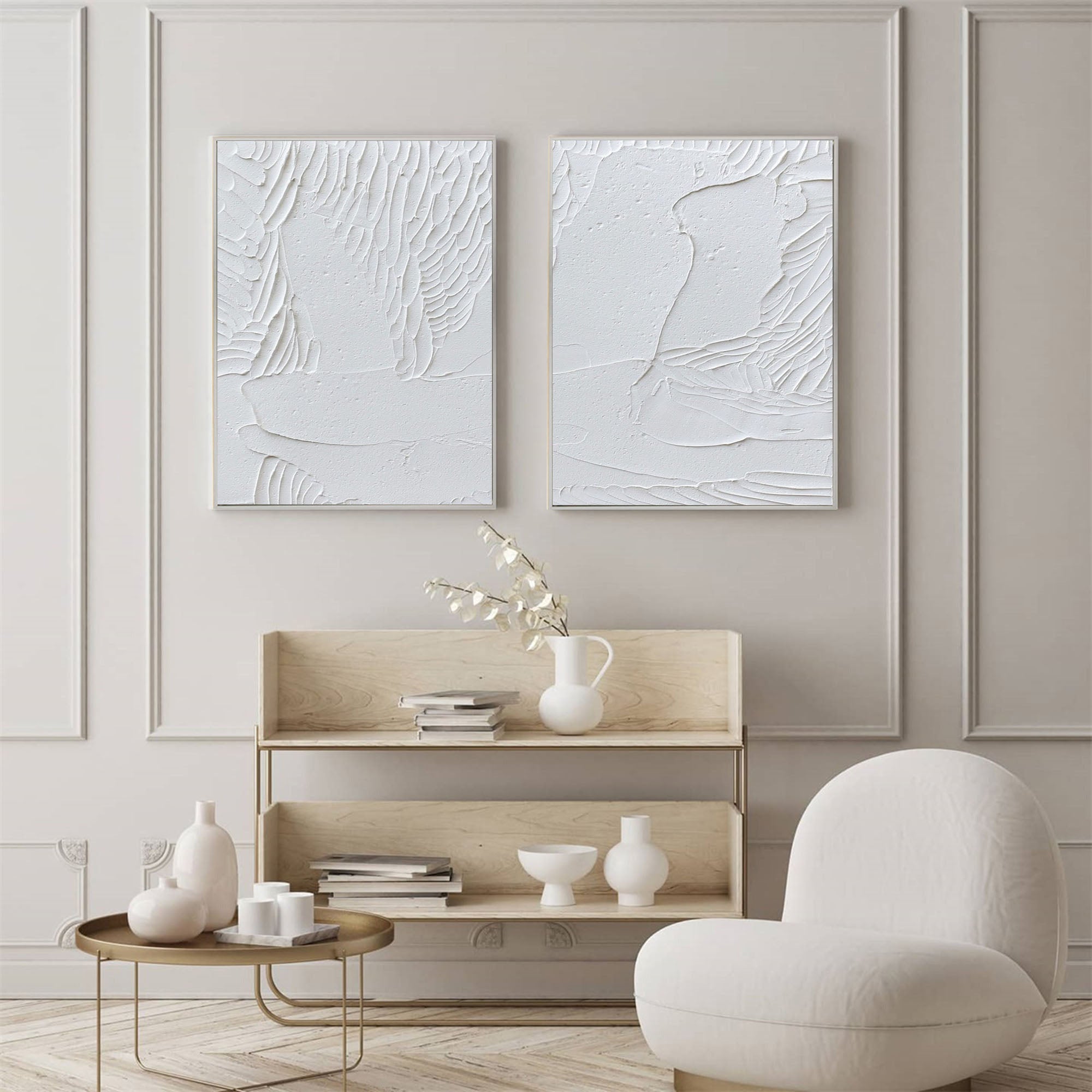 White Minimalist Painting Set Of 2 #WMS 013