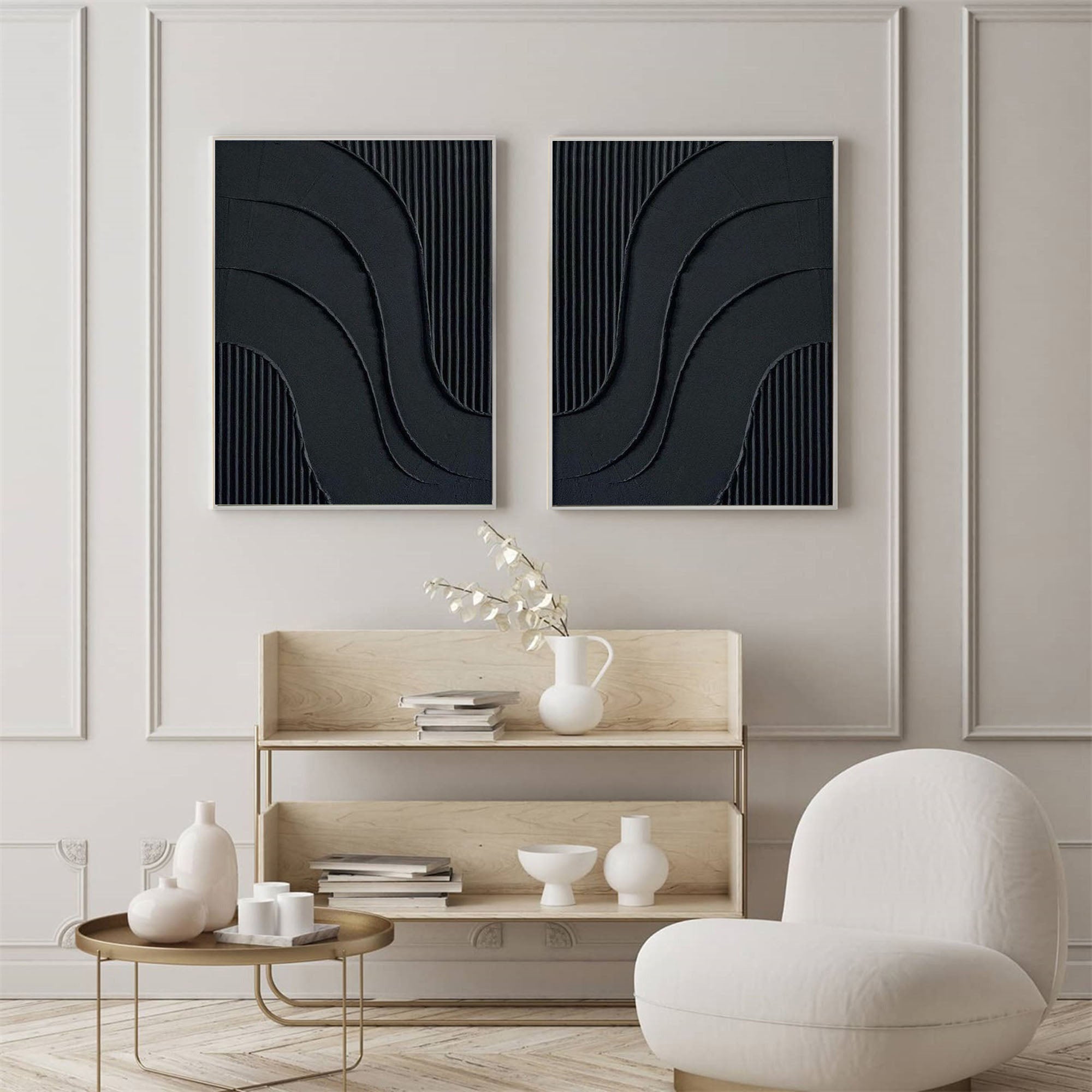 Black Minimalist Painting Set Of 2 #BMS 003