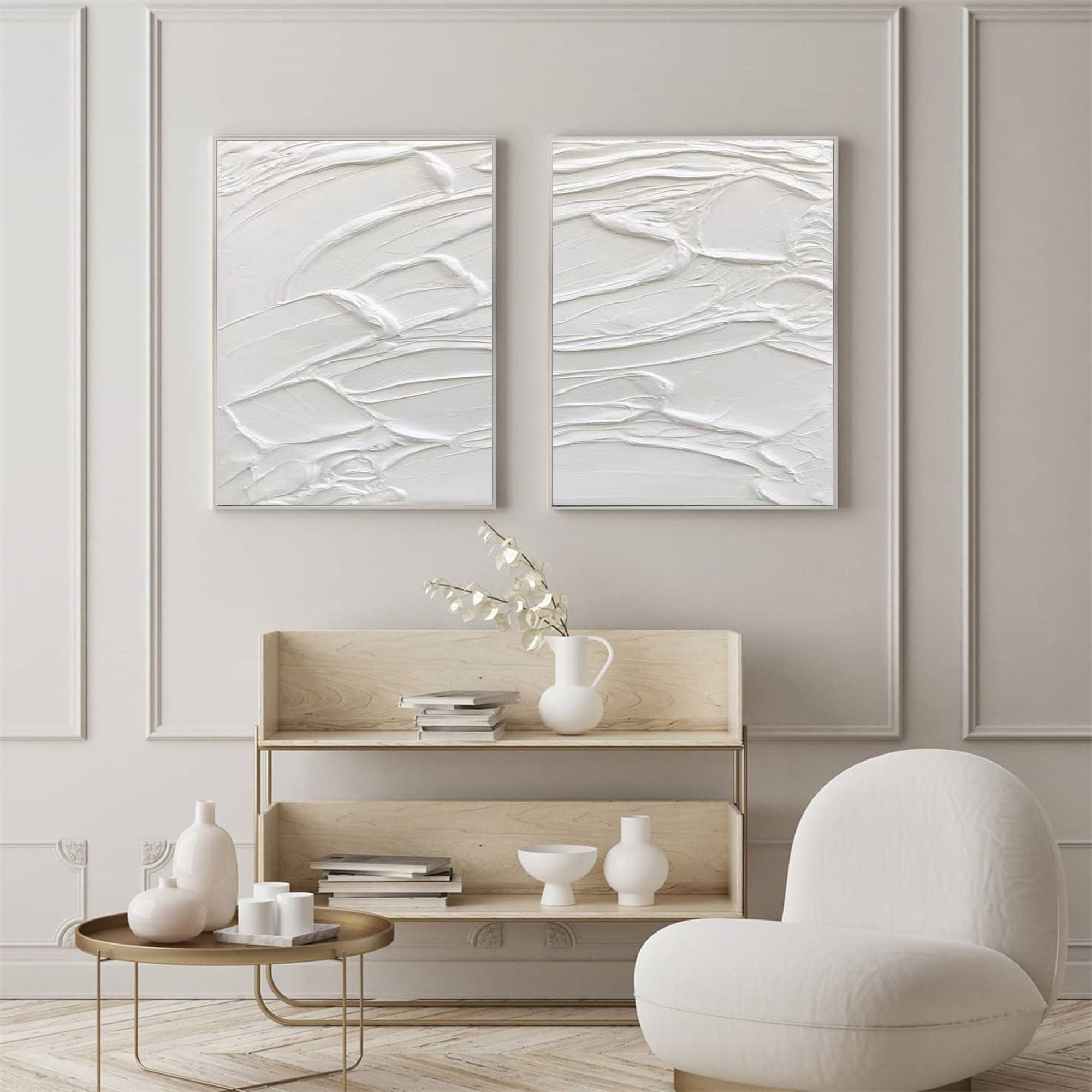 White Minimalist Painting Set Of 2 #WMS 014