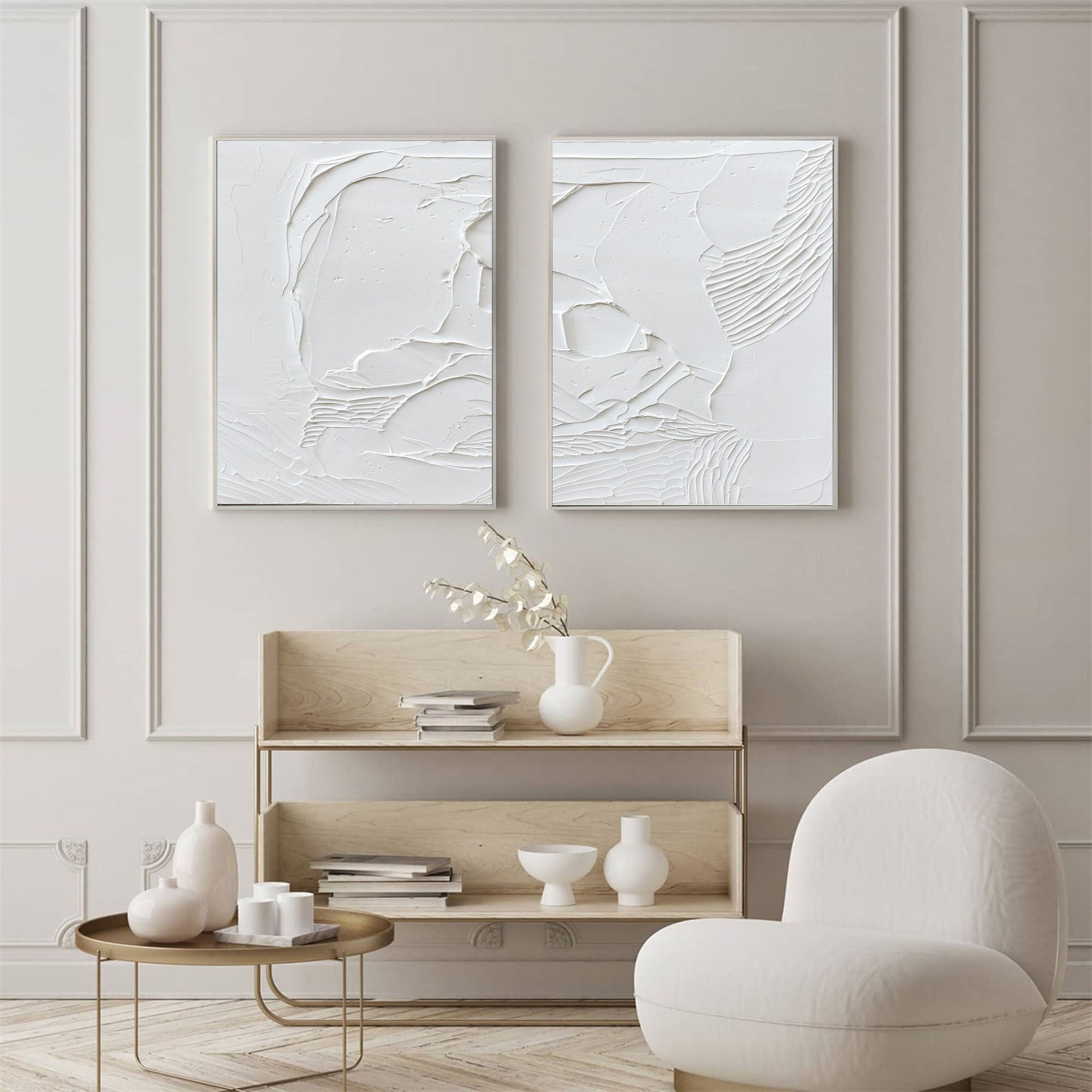 White Minimalist Painting Set Of 2 #WMS 011