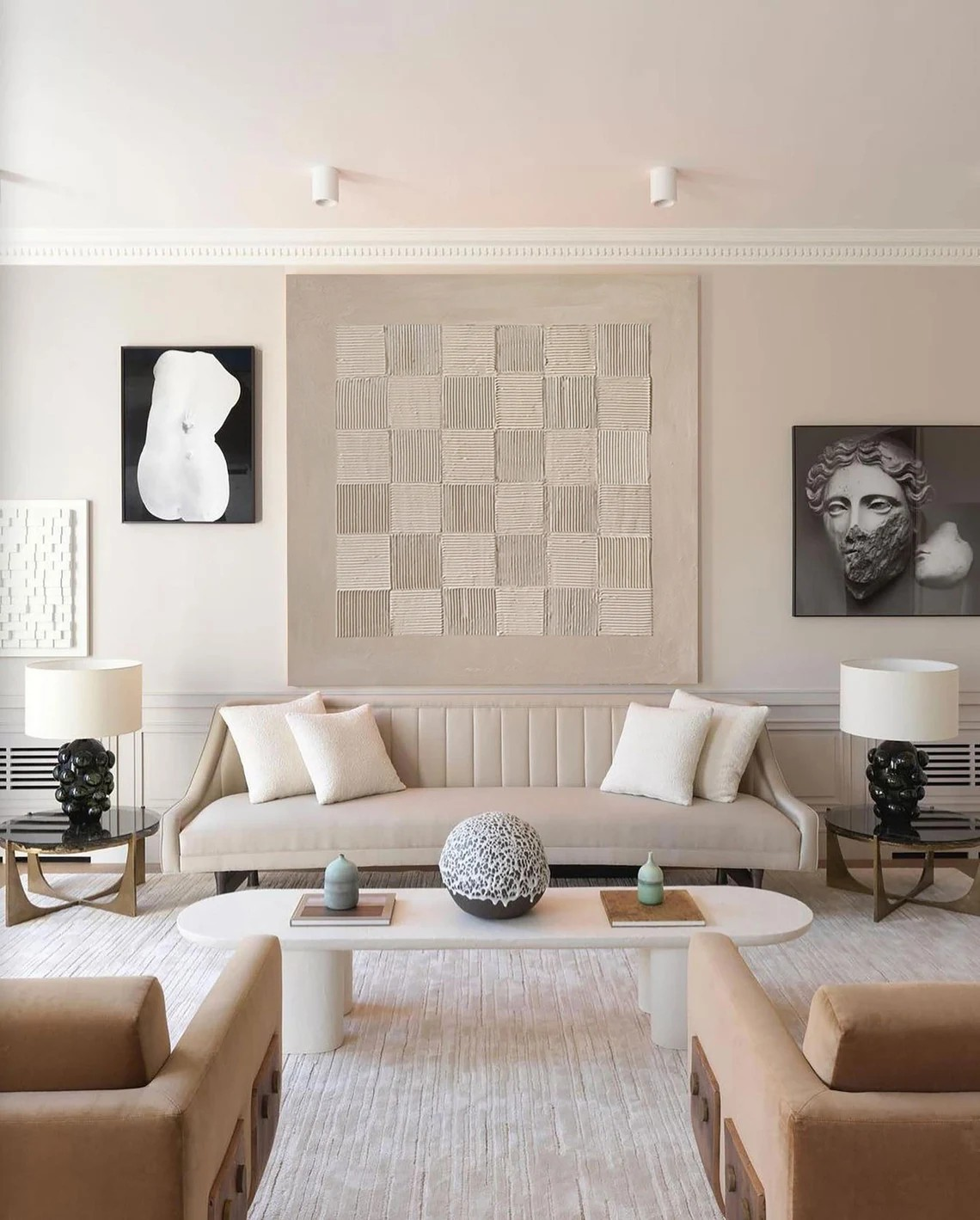 Neutral Tone Grid Wabi Sabi Wall Art#WSA 012