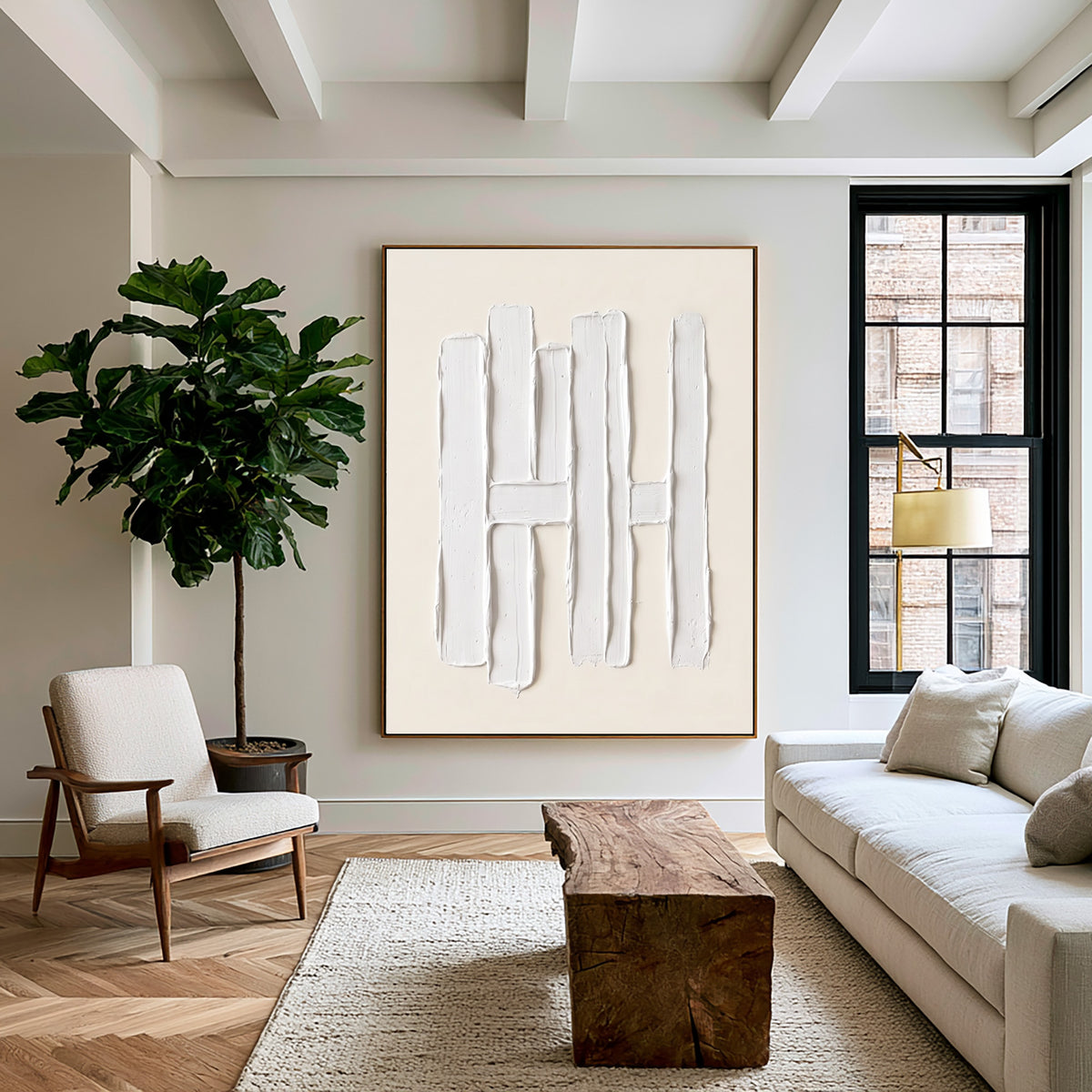 Columns Of Light Large White Abstract Wall Art Textured Sculptural Relief Contemporary Minimalist Artwork