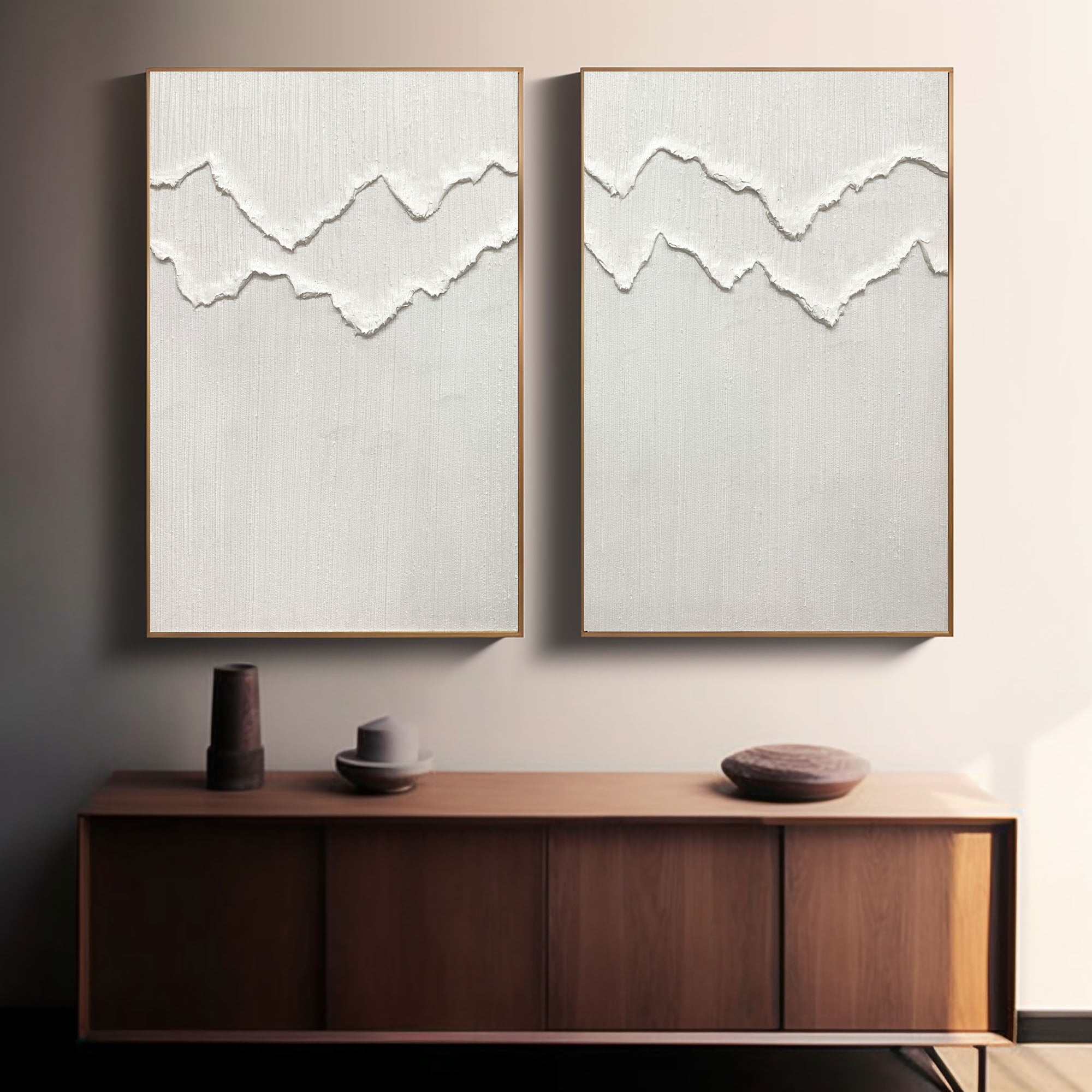 White Minimalist Painting Set Of 2 #WMS 032