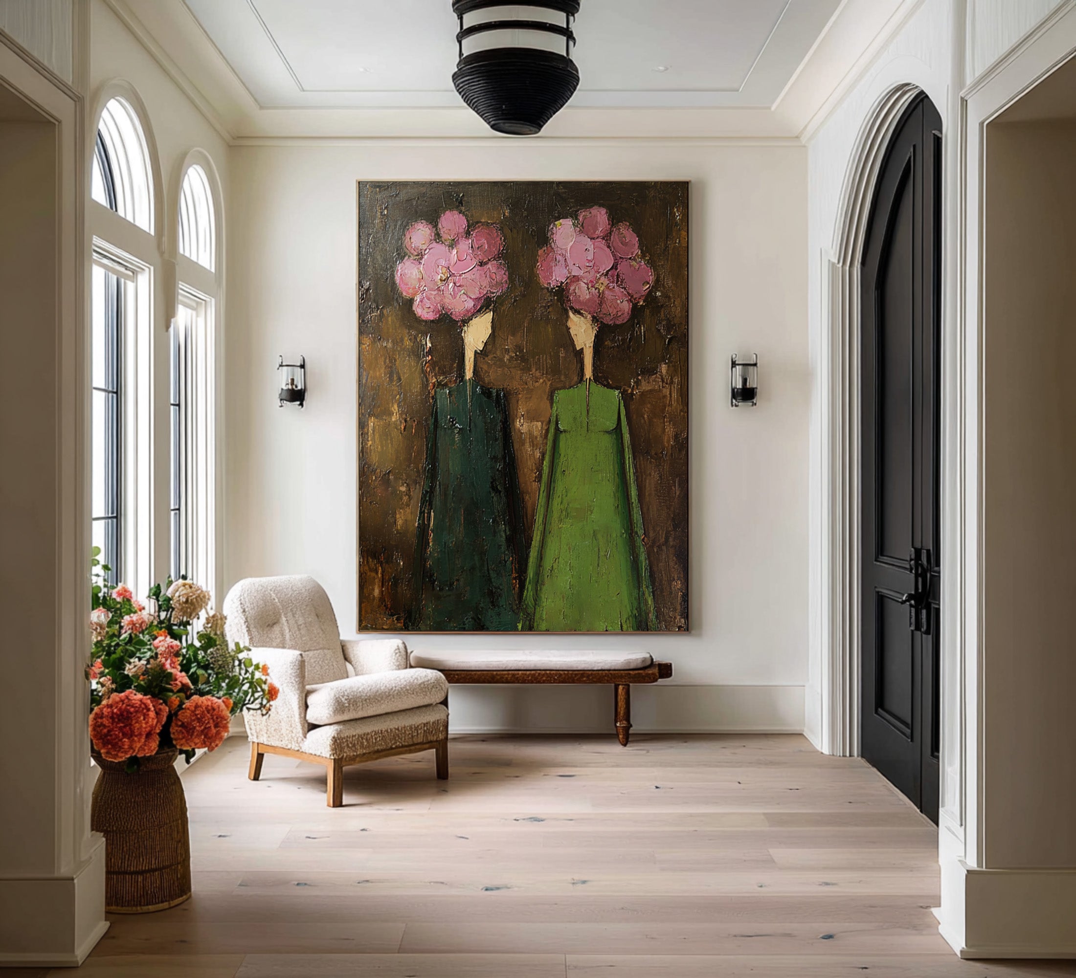 Large Contemporary Figurative Oil Painting on Canvas – Statement Wall Art for Entryway Decor #WAC 038