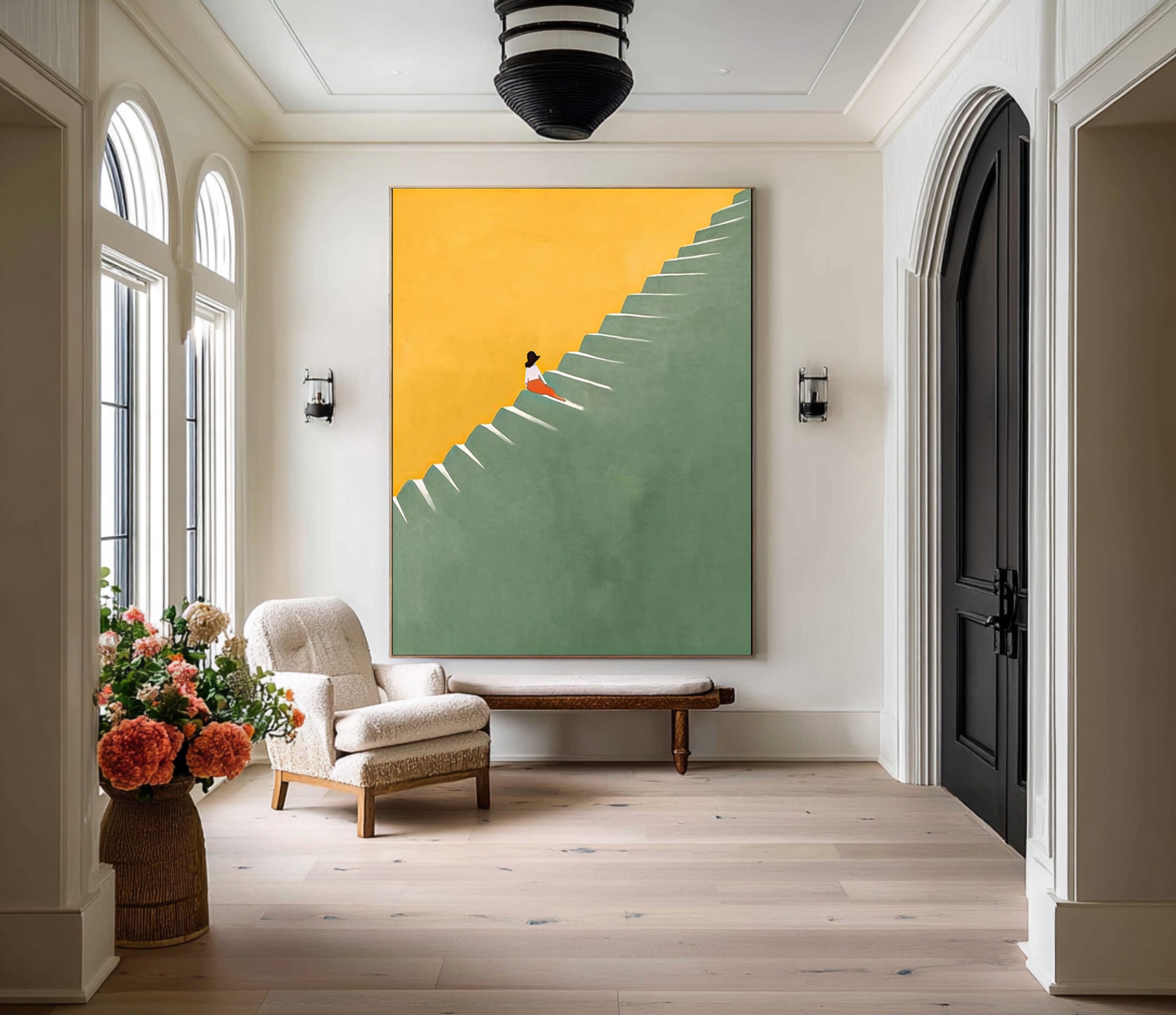 Large Minimalist Figure Abstract Oil Painting, Modern Statement Wall Art for Contemporary Interiors #WAC 011