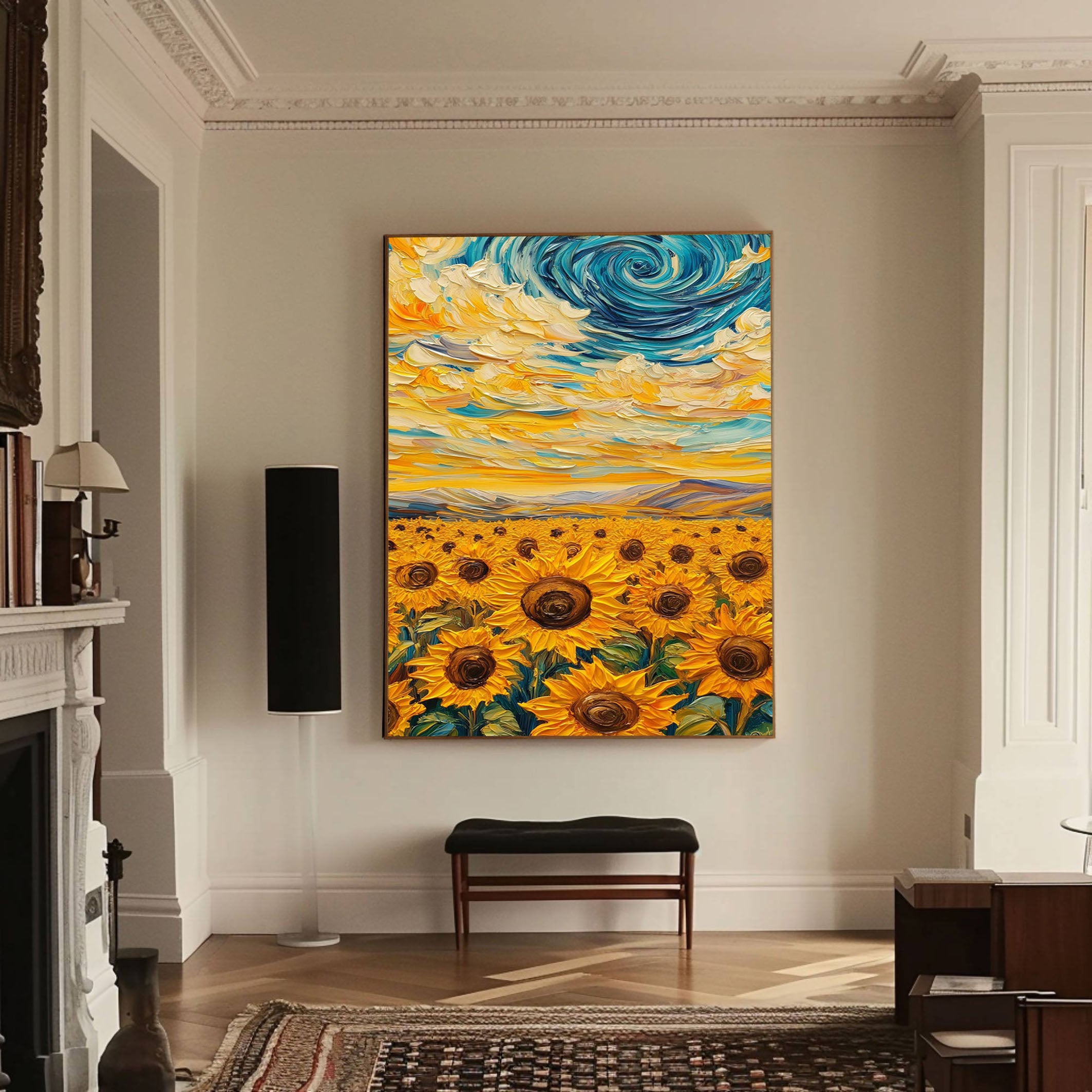 Sunflowers under Starry Sky, A Van Gogh Inspired Canvas #BGA 082