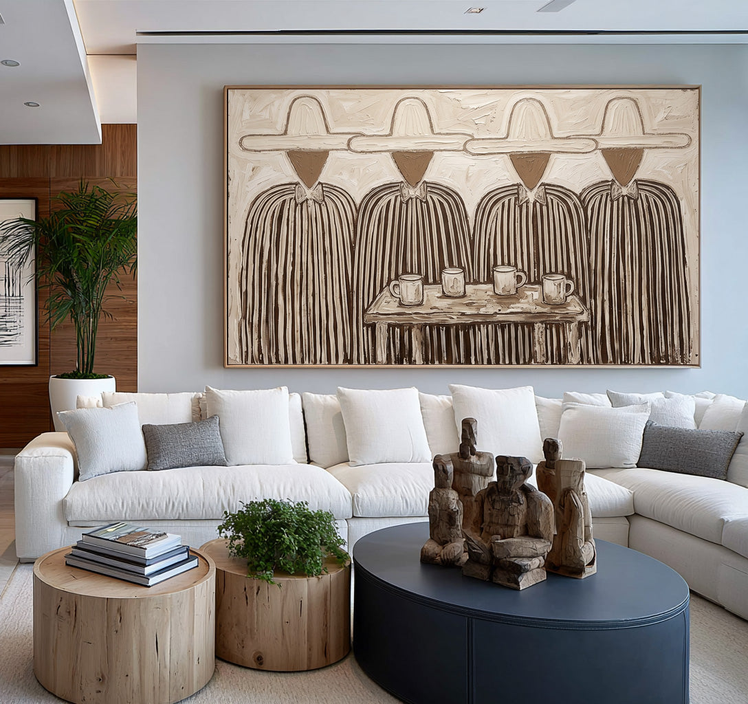Folk Art Painting, Figurative Wall Art, Textured Hand Painted Artwork