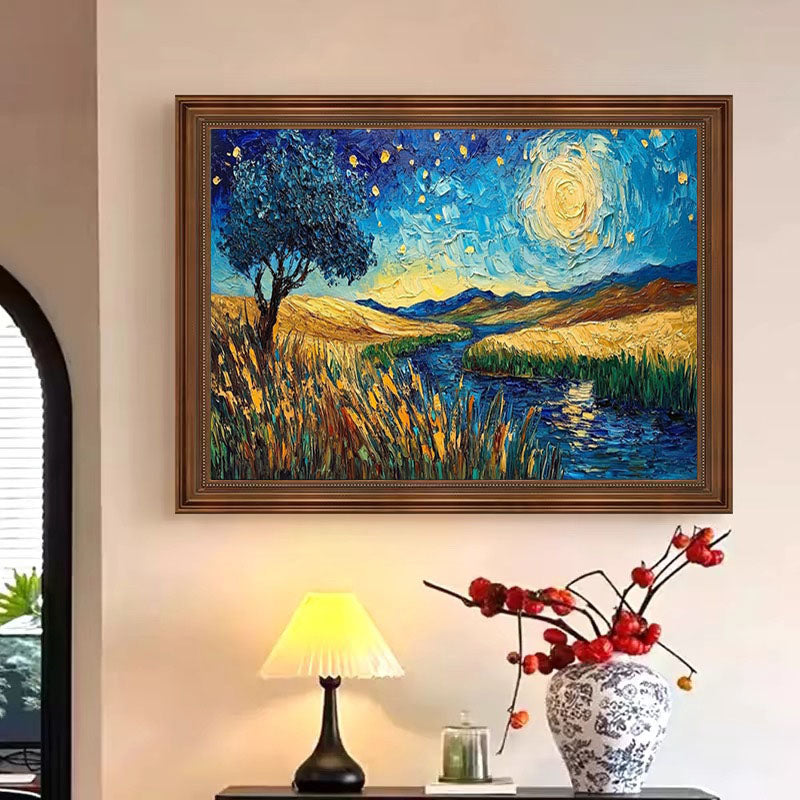 Impasto Night Sky, Colorful Contemporary Wall Art #BGA 081