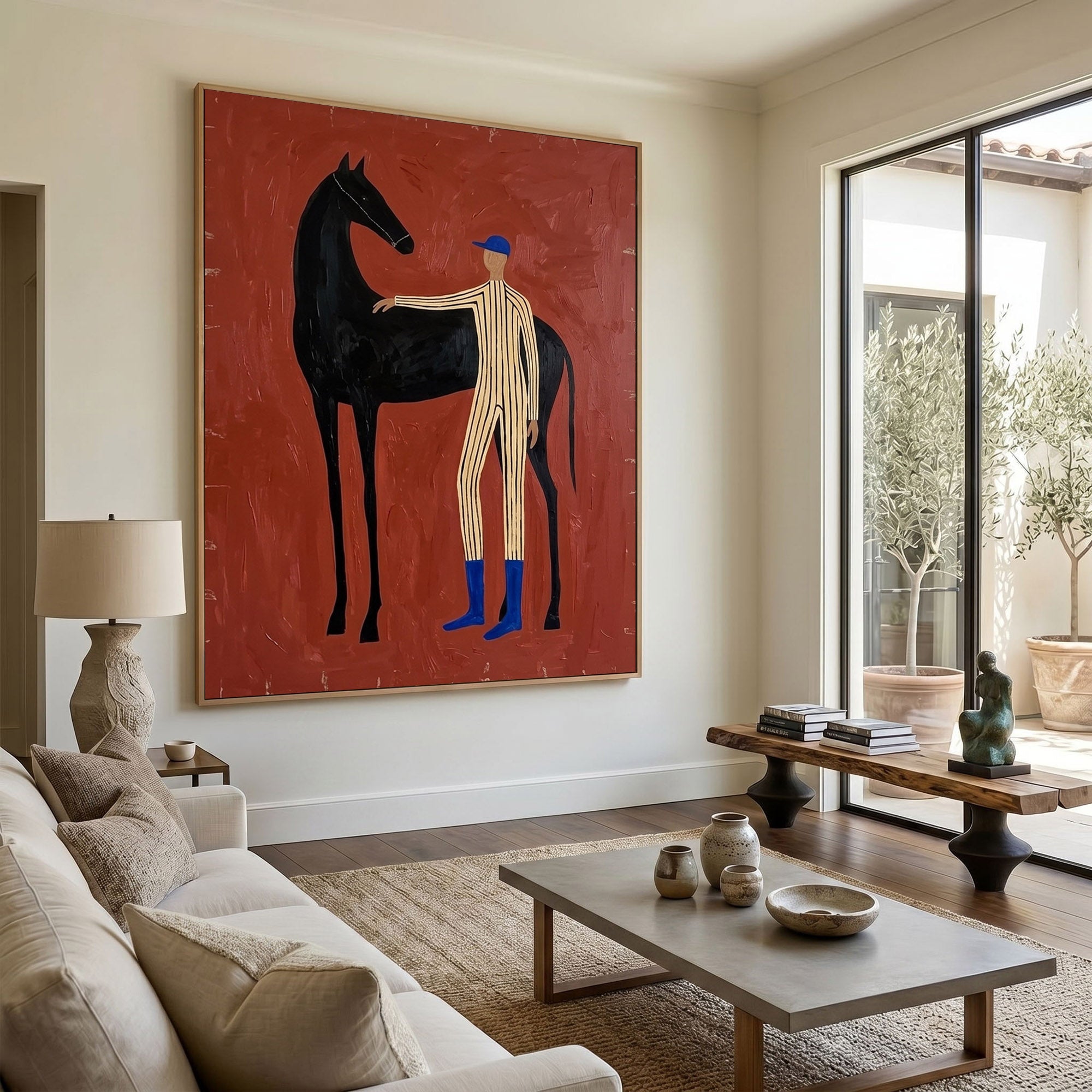 Large Cowboy Horse Wall Art Modern Western Oil Painting Contemporary Ranch Decor