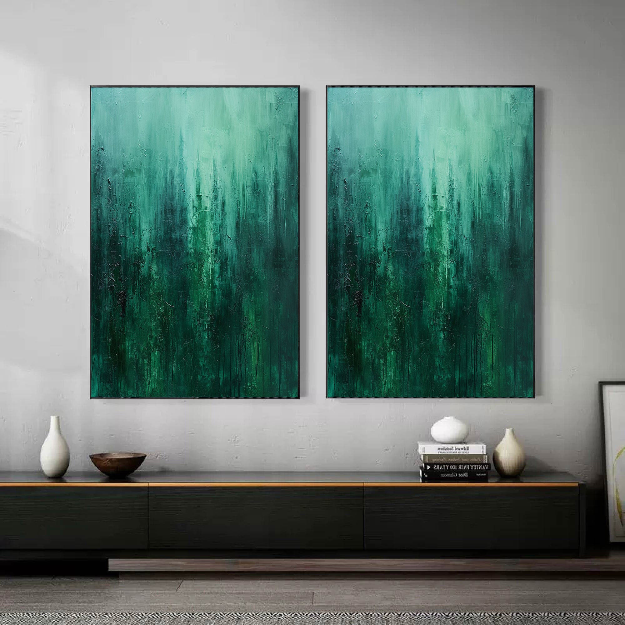 Green Minimalist Painting Set Of 2 #GMS 001