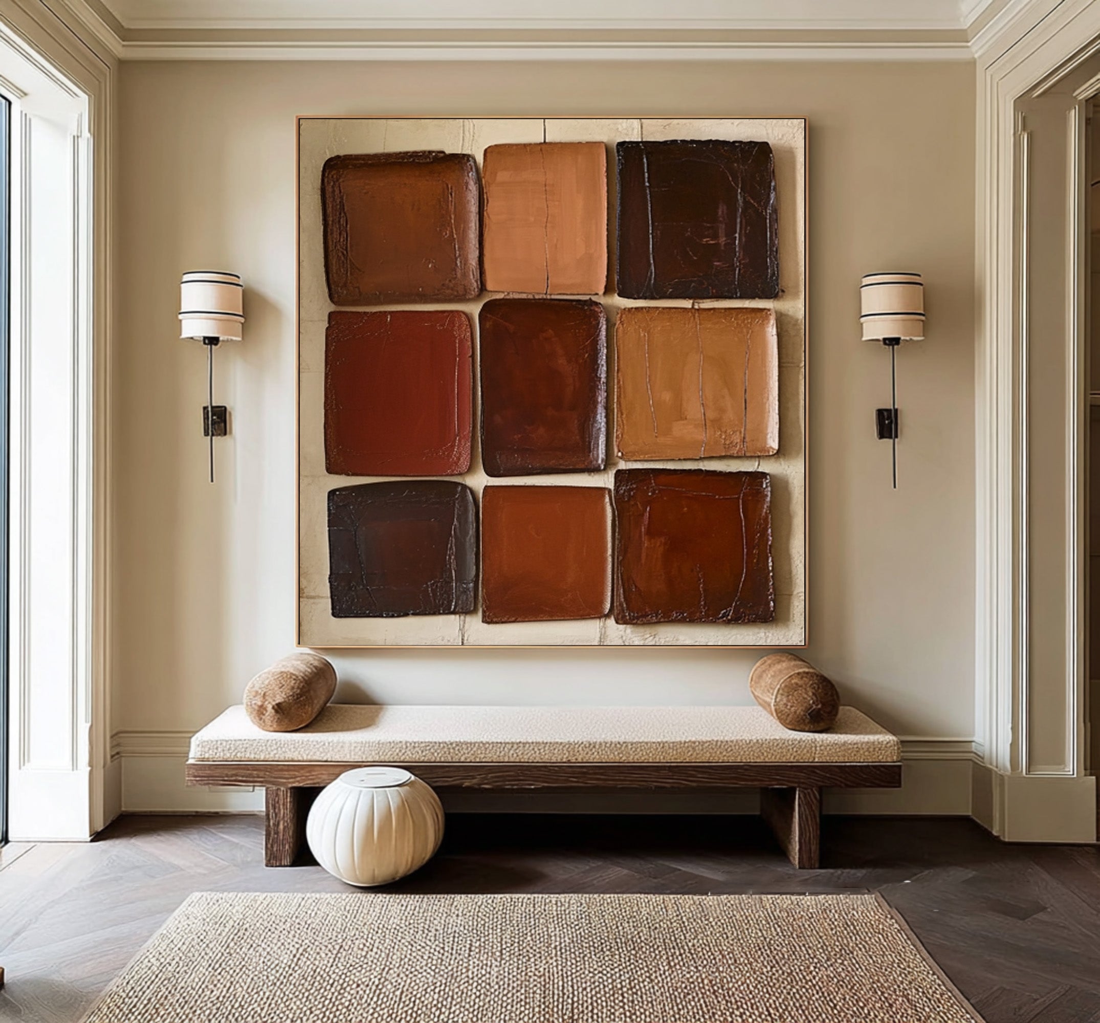 Large Modern Abstract Oil Painting, Textured Earth-Tone Wall Art for Contemporary Interiors #WAC 009