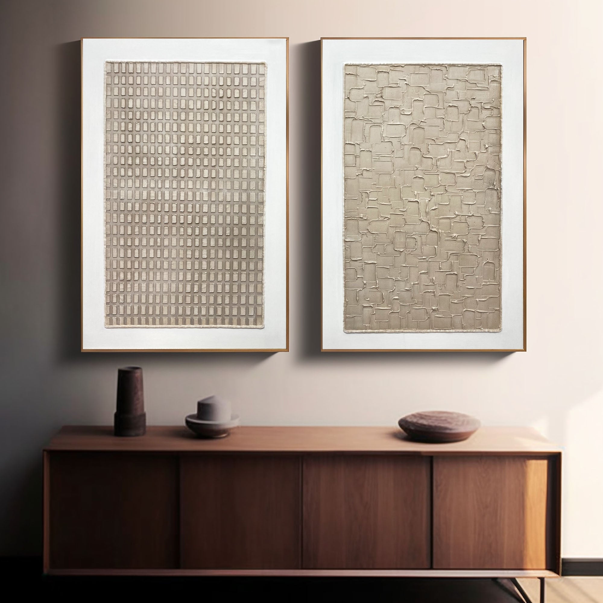 Beige & Brown Minimalist Painting Set Of 2 #BBS 024