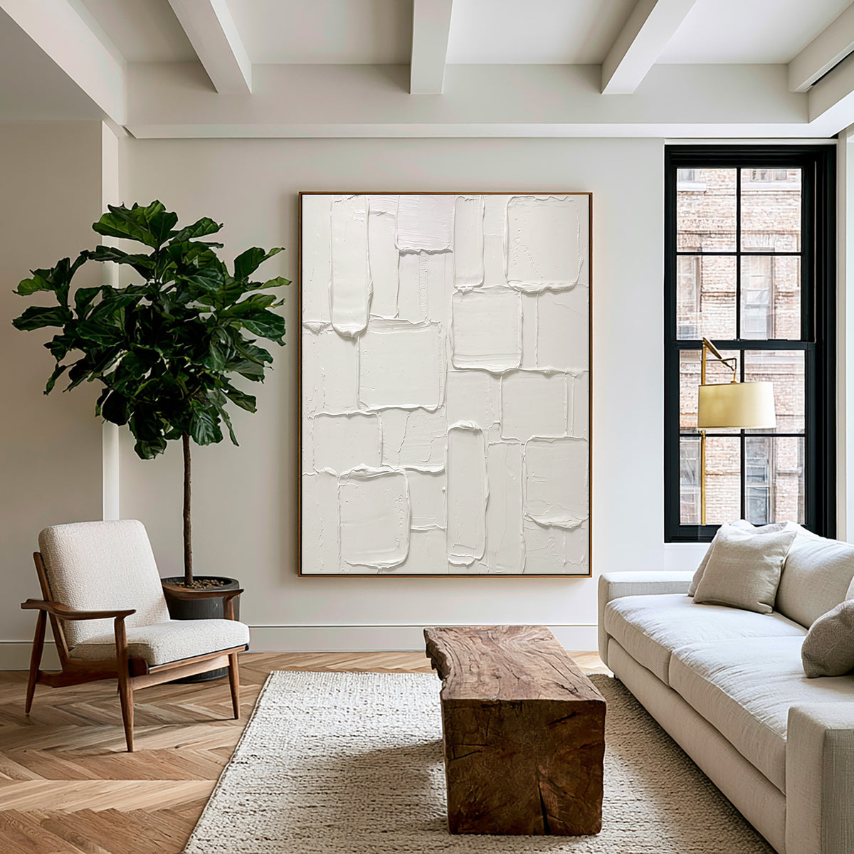 A Study In Modular Balance Large White Textured Abstract Wall Art Contemporary Sculptural Relief