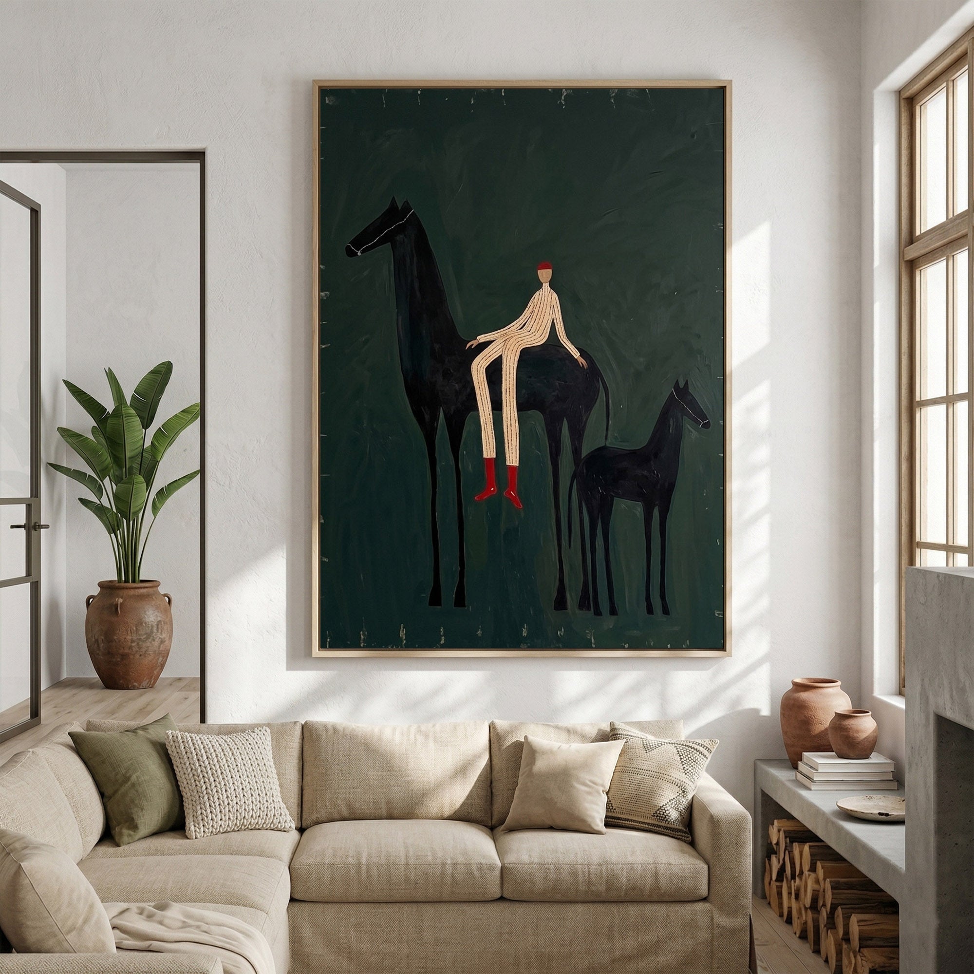 Large Cowboy Horse Wall Art Contemporary Western Horse Painting