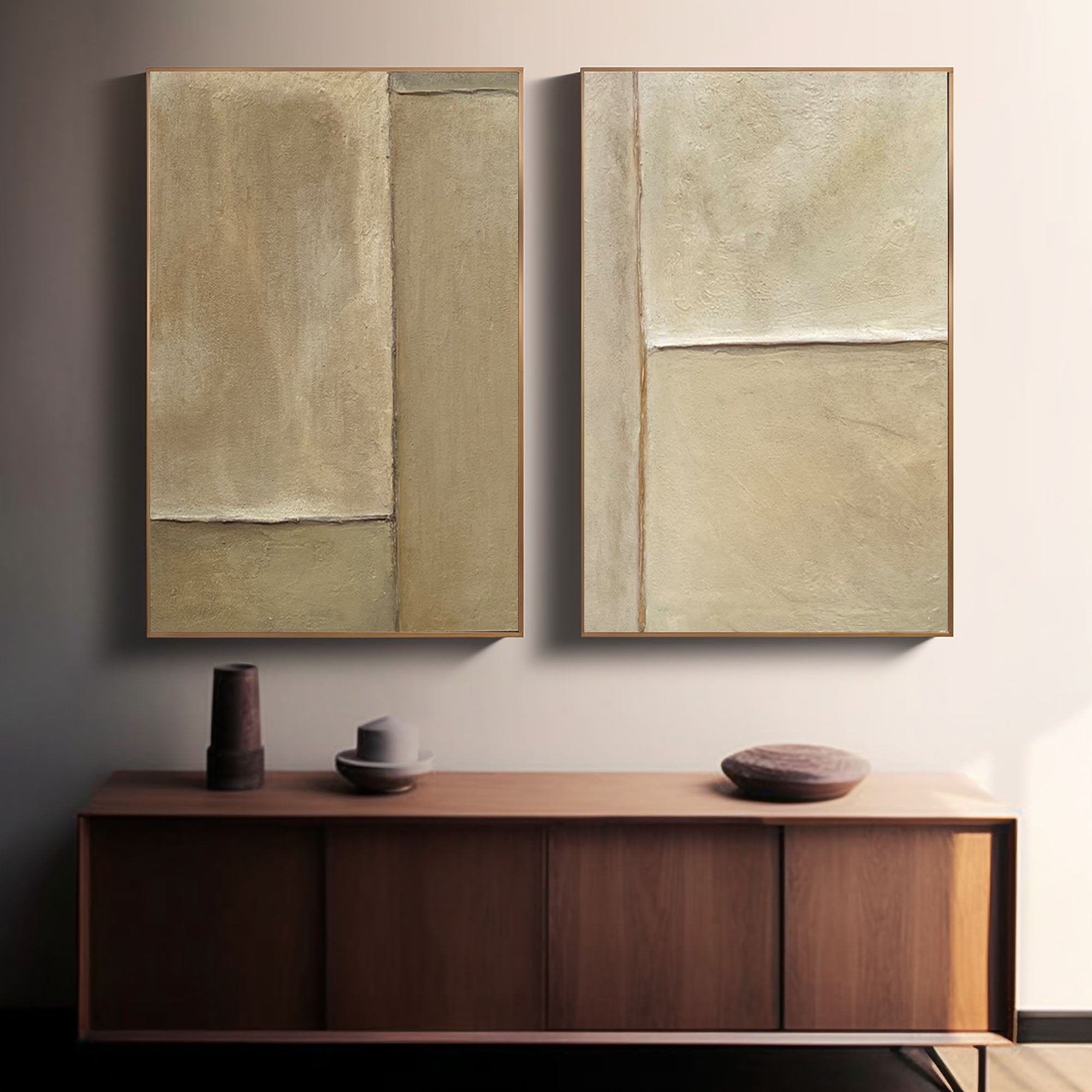 Beige & Brown Minimalist Painting Set Of 2 #BBS 017