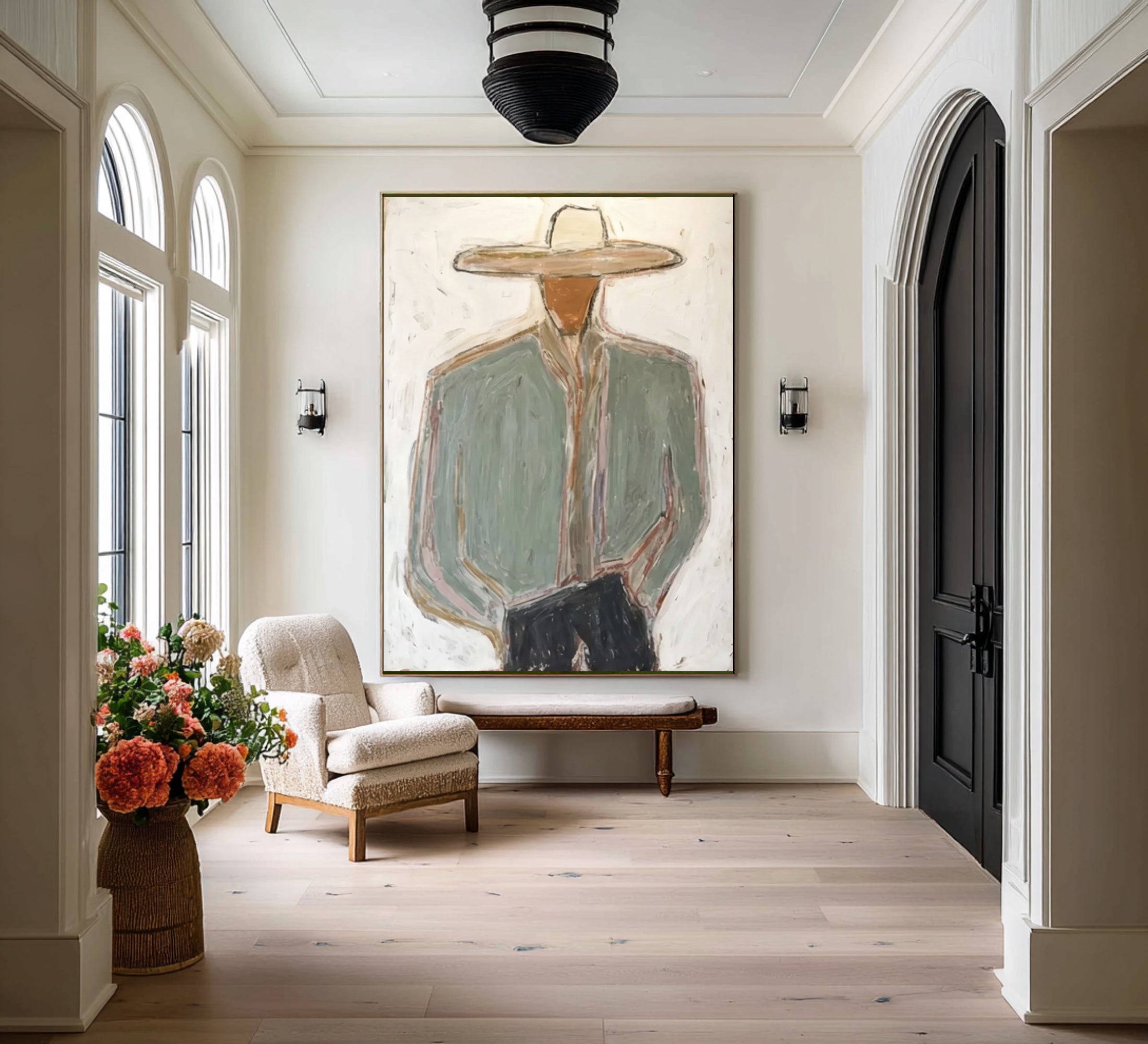 Large Abstract Cowboy Portrait Painting Contemporary Western Wall Art
