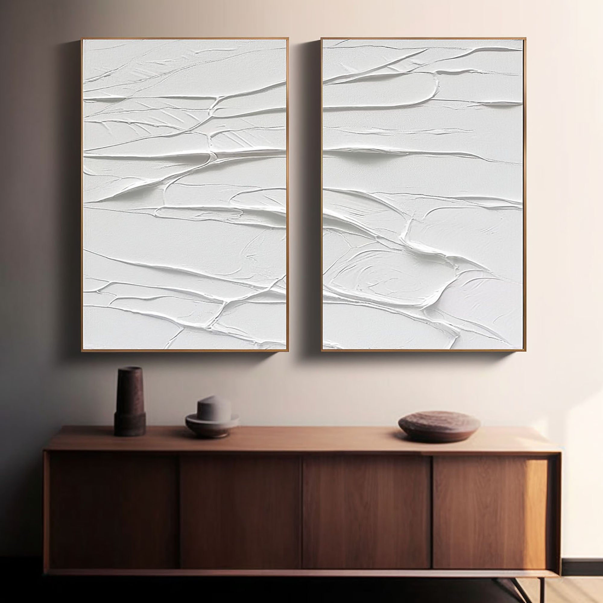 White Minimalist Painting Set Of 2 #WMS 026