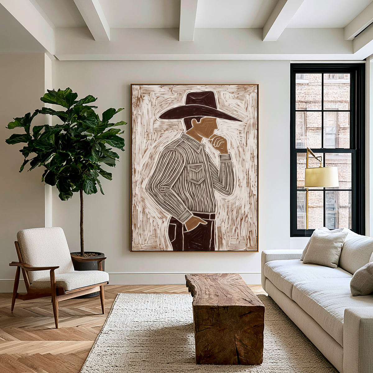 Modern Cowboy Painting Textured Western Art