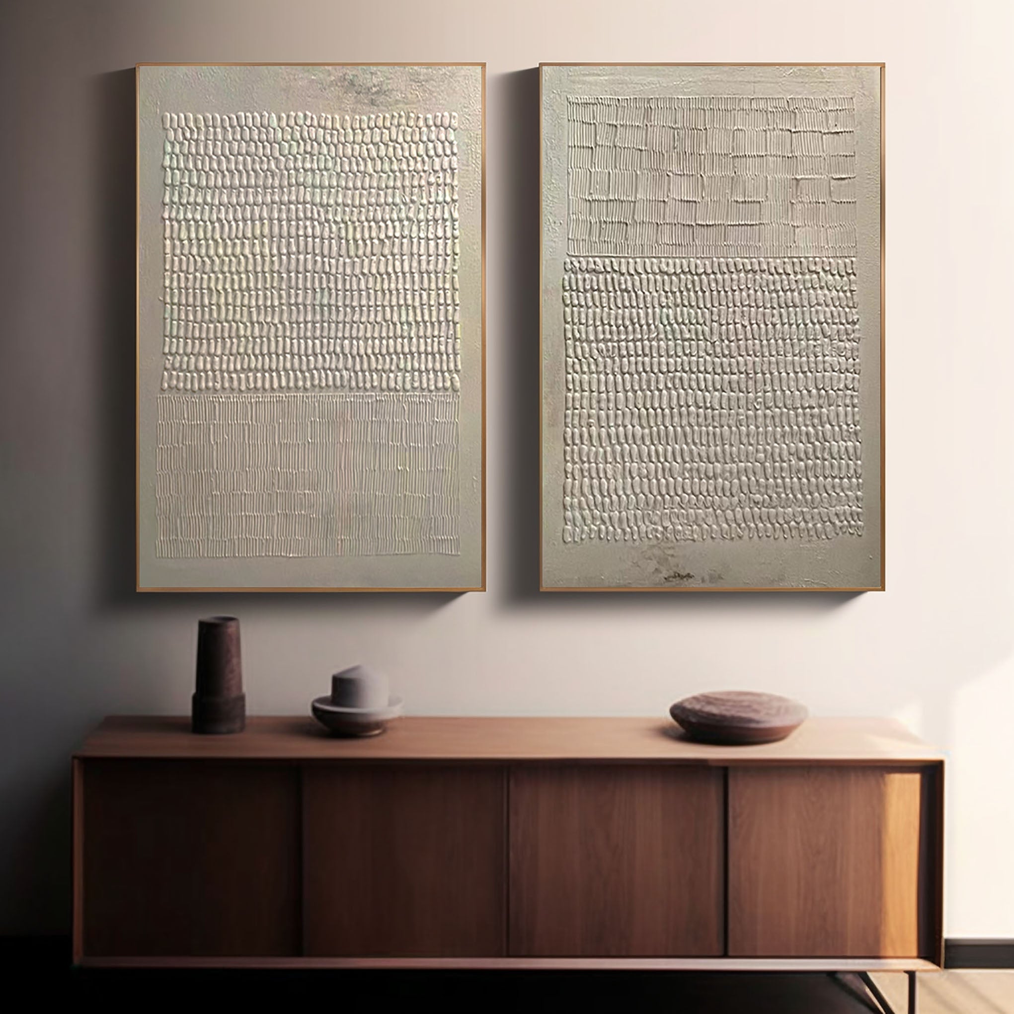 Beige & Brown Minimalist Painting Set Of 2 #BBS 016