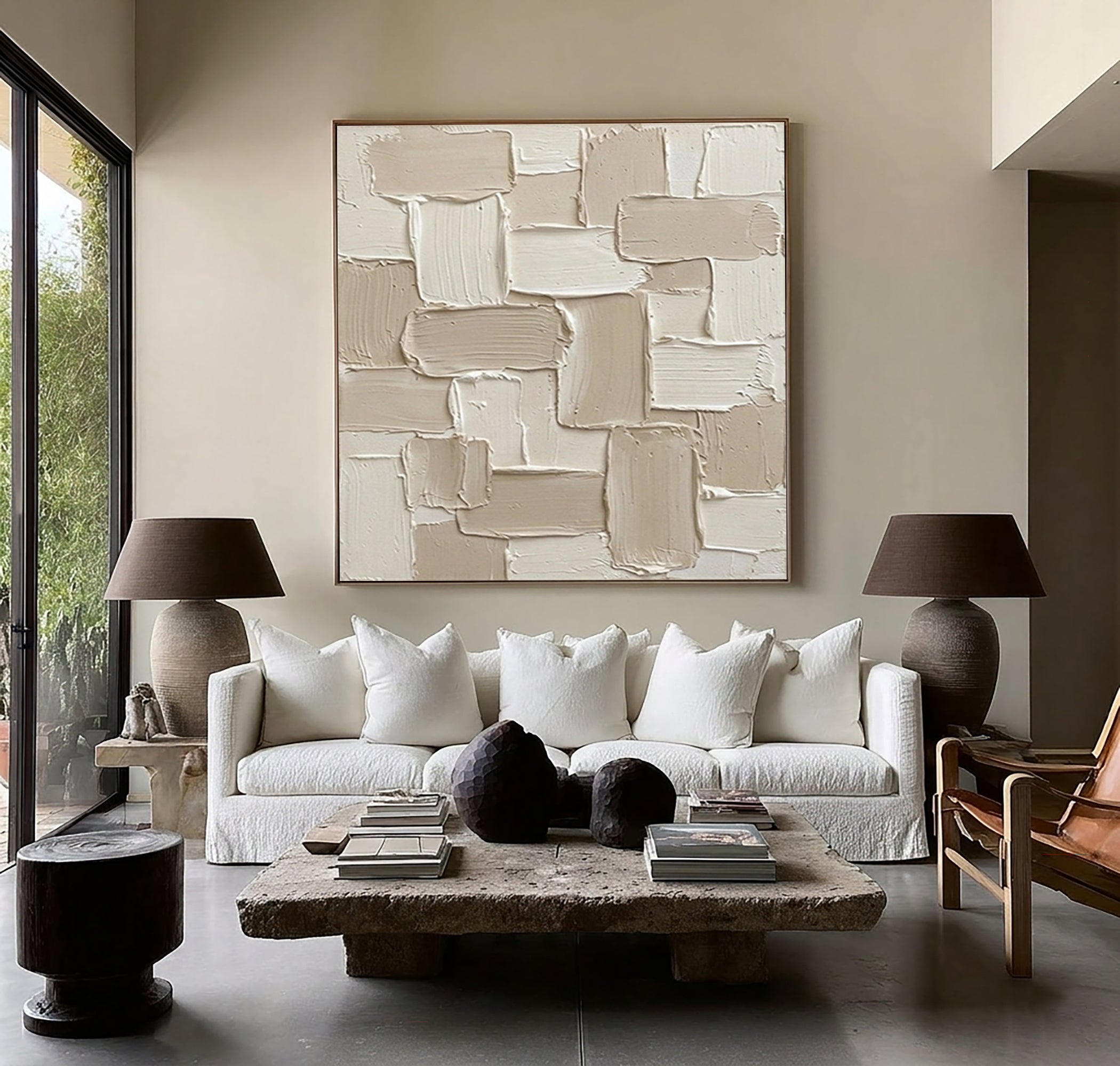 Large Architectural Texture Wall Art Hand Painted Neutral Painting