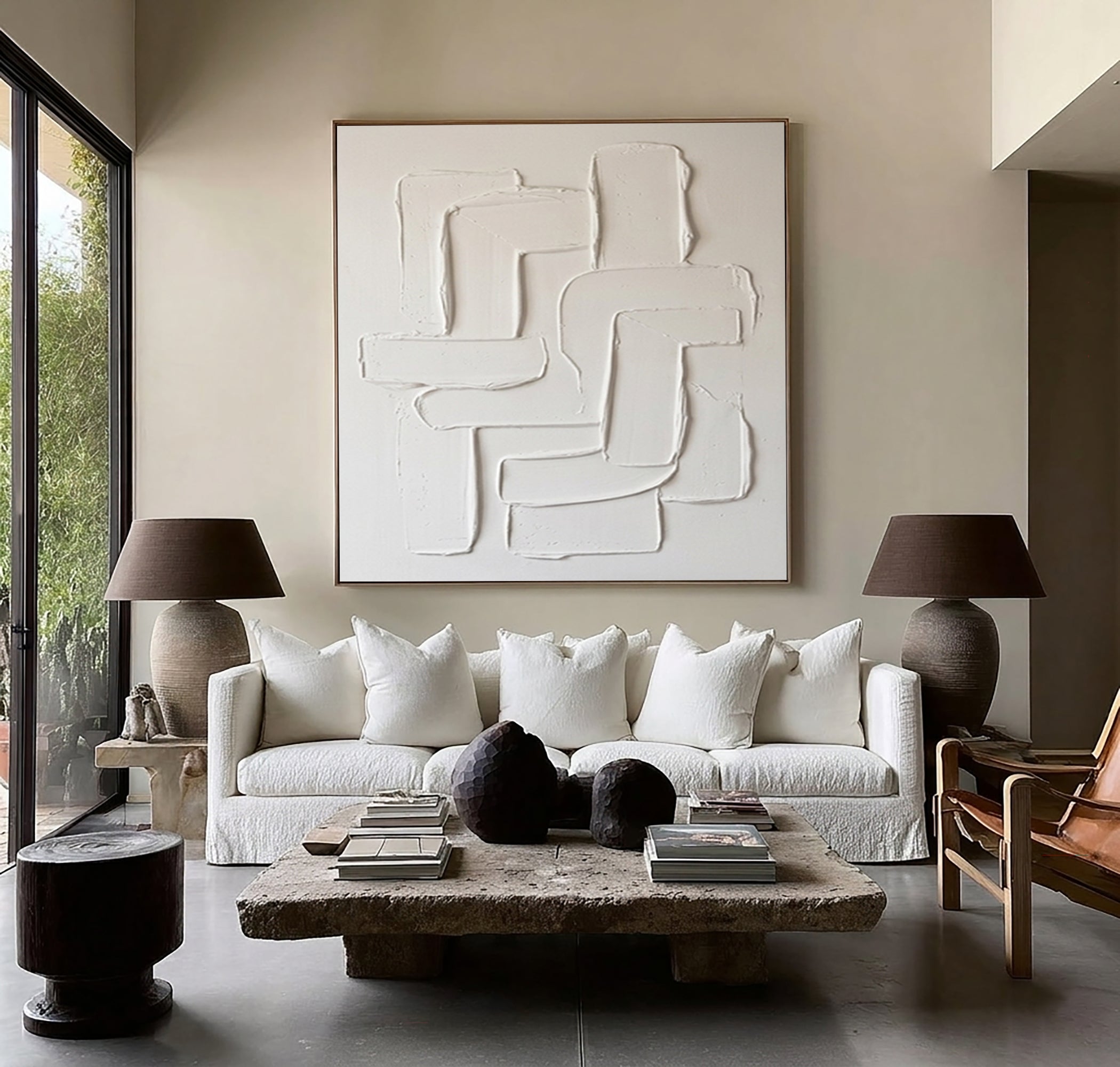 Large Sculptural Texture Wall Art Hand Painted Neutral Abstract Canvas