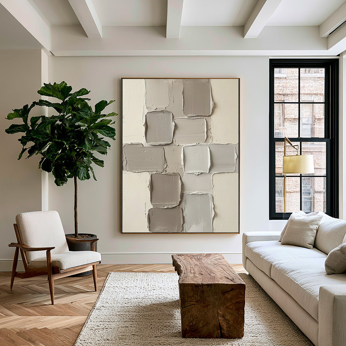 Layers Of Quietly Gathered Forms Large Neutral Abstract Wall Art Textured Sculptural Relief Painting
