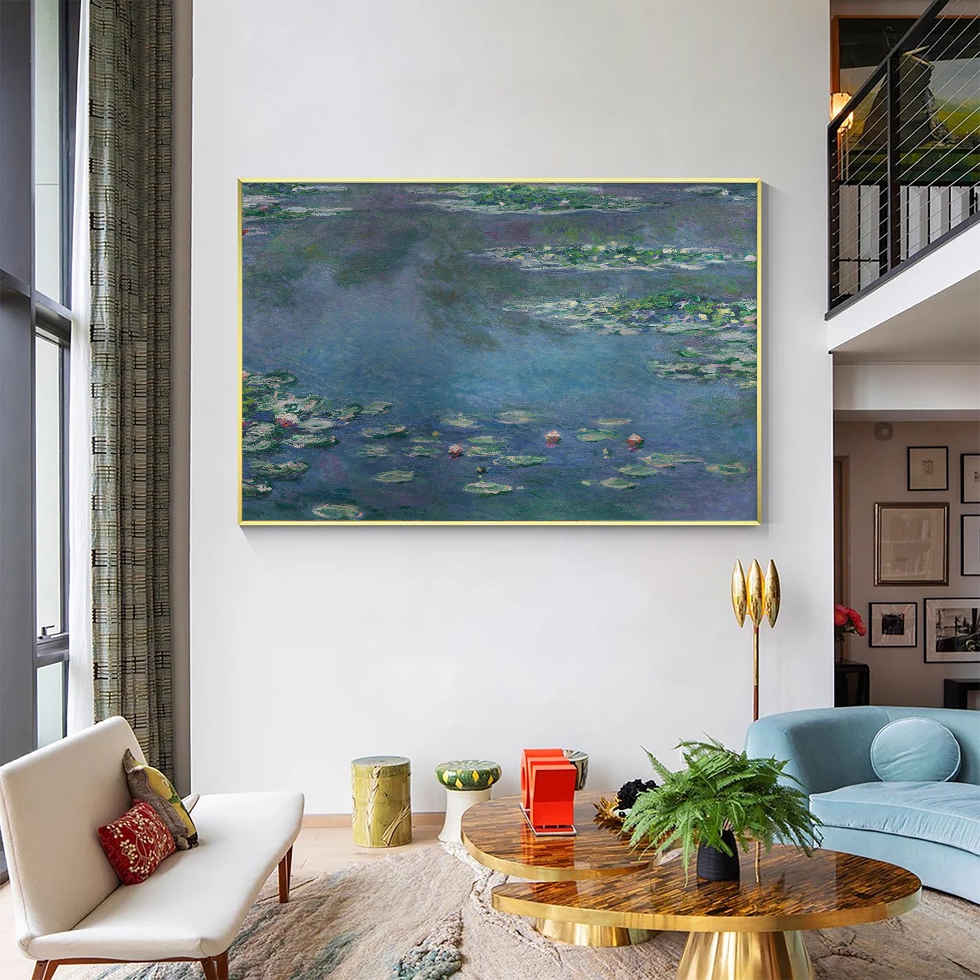 Water Lily Pond At Dusk, Impressionistic Wall Art #BGA 072