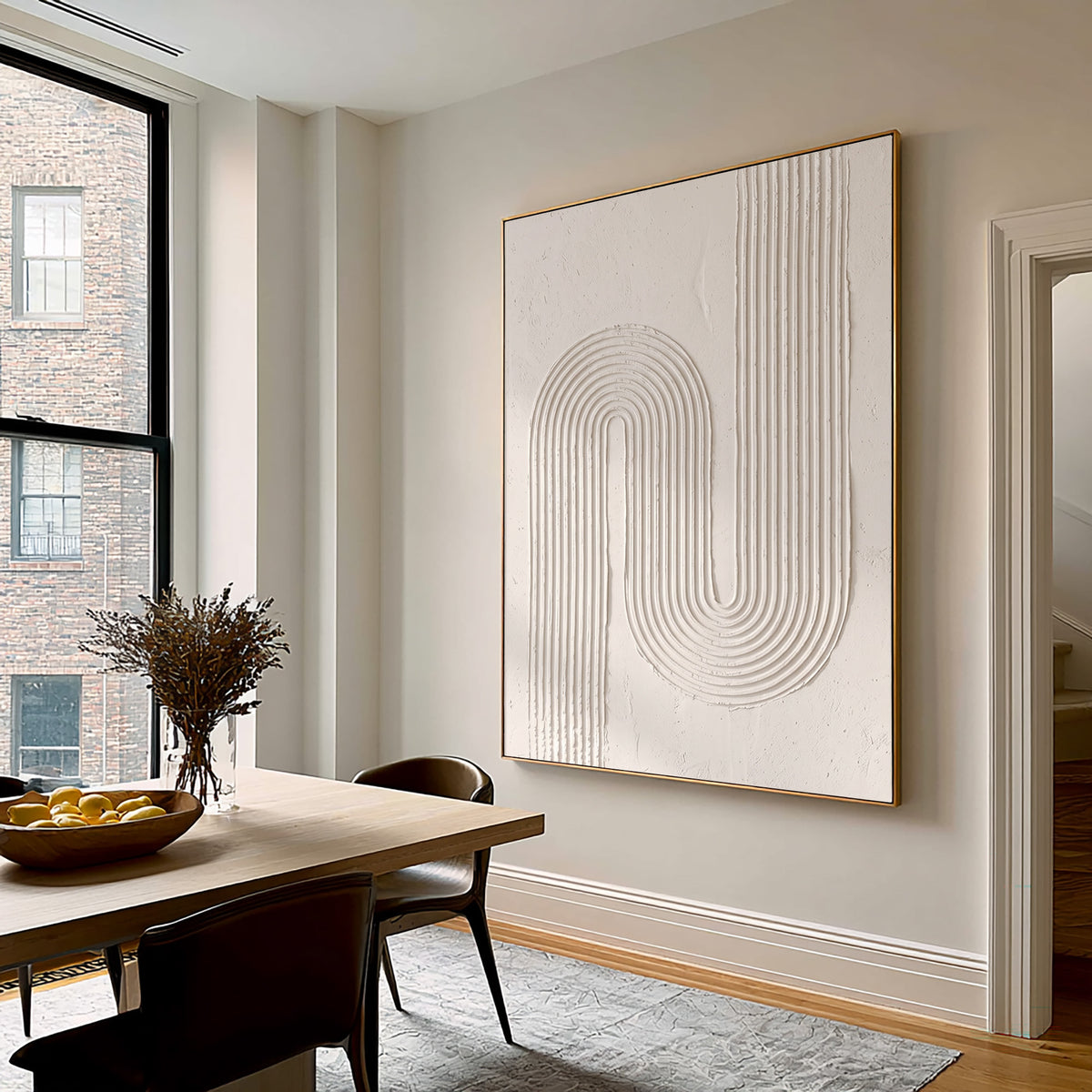 Flowing Lines Of Quiet Harmony Large White Textured Wall Art Sculptural Relief Minimalist Abstract Artwork