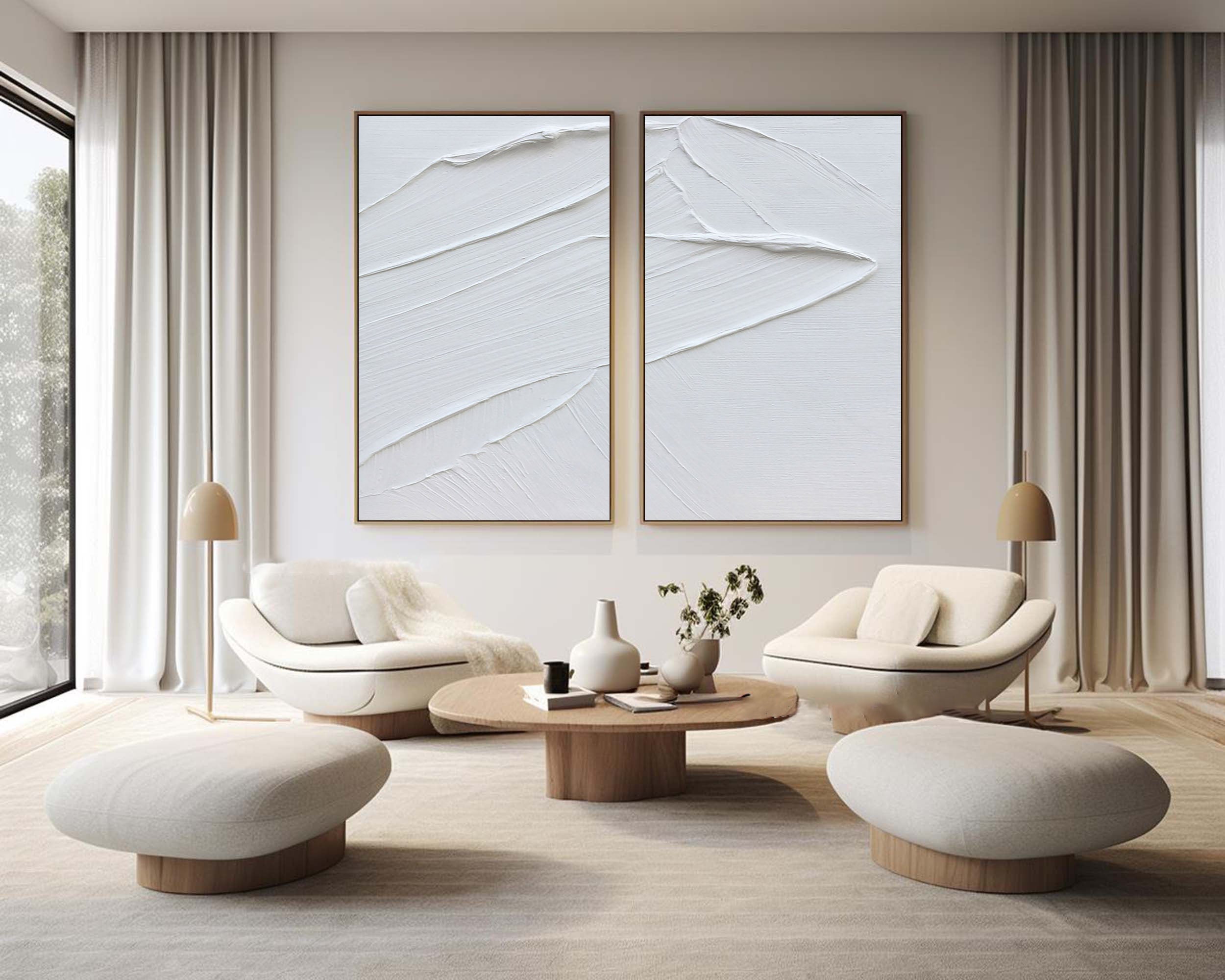 White Minimalist Painting Set Of 2 #WMS 008